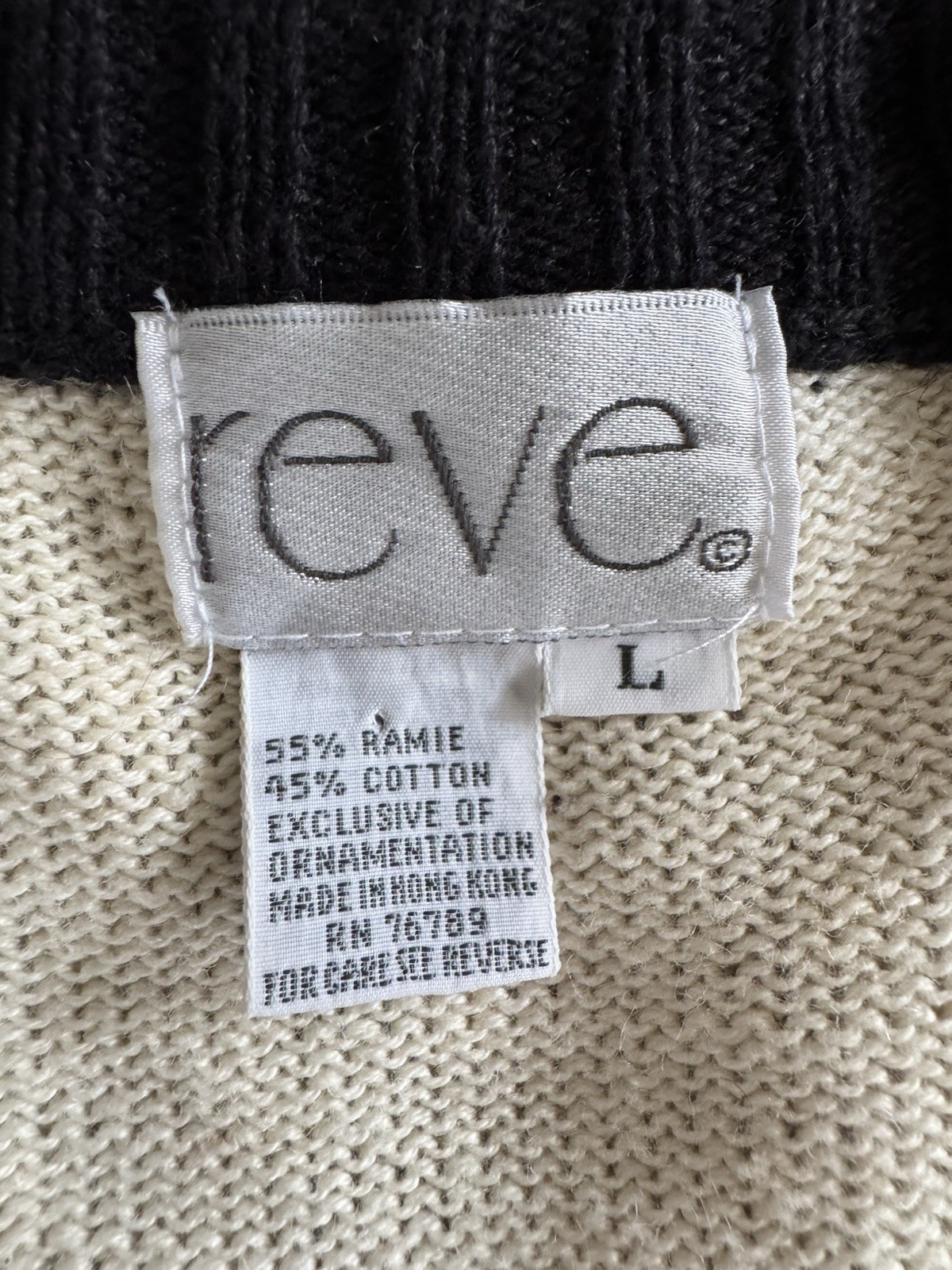 VTG EMINENT SWEATER „L” V-NECK SCHOULDER PADS BEADED BLACK BUTTERFLY
