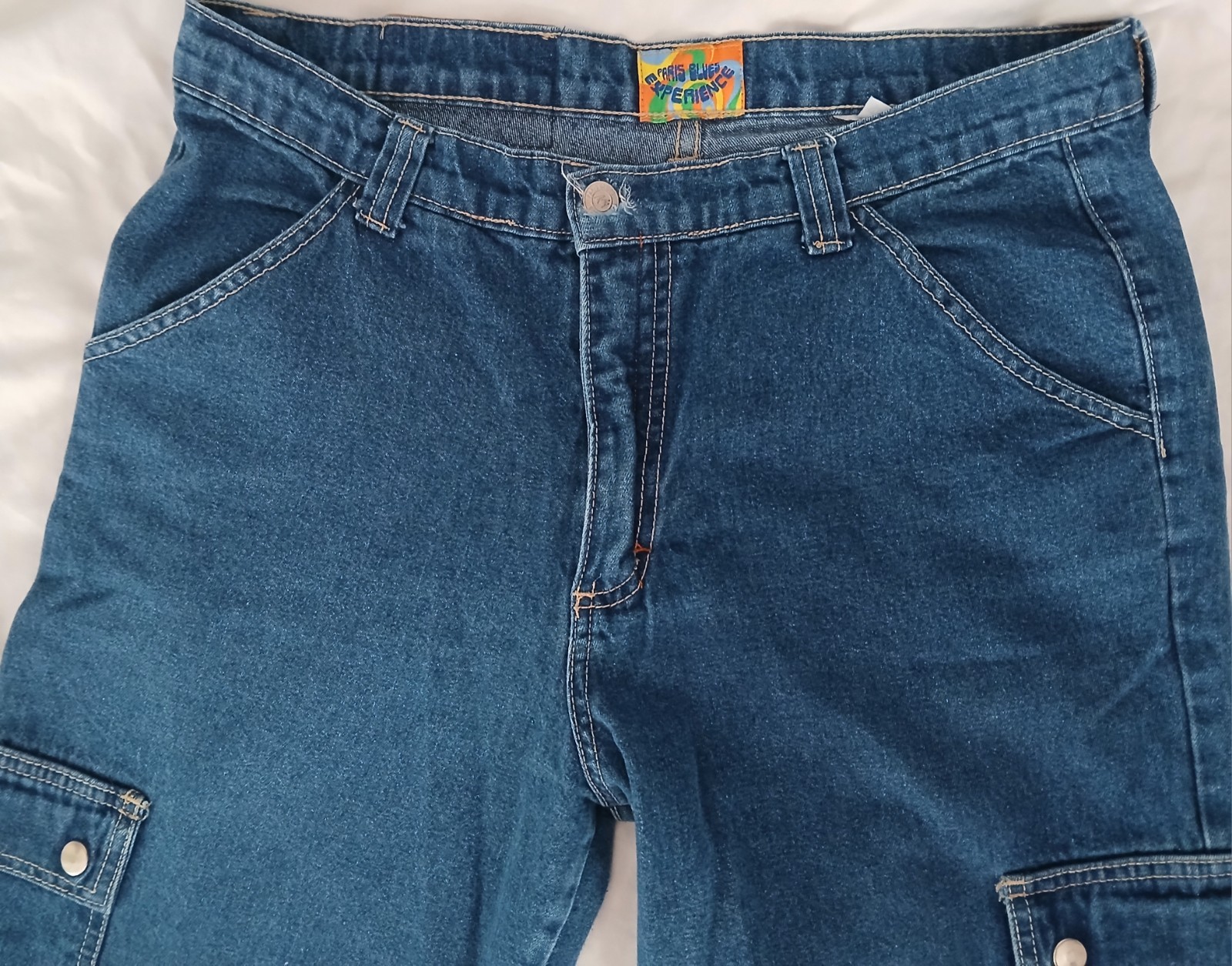 Vintage 90s Straight Flare Leg Jean With Cargo Pockets Paris Blues Size 9