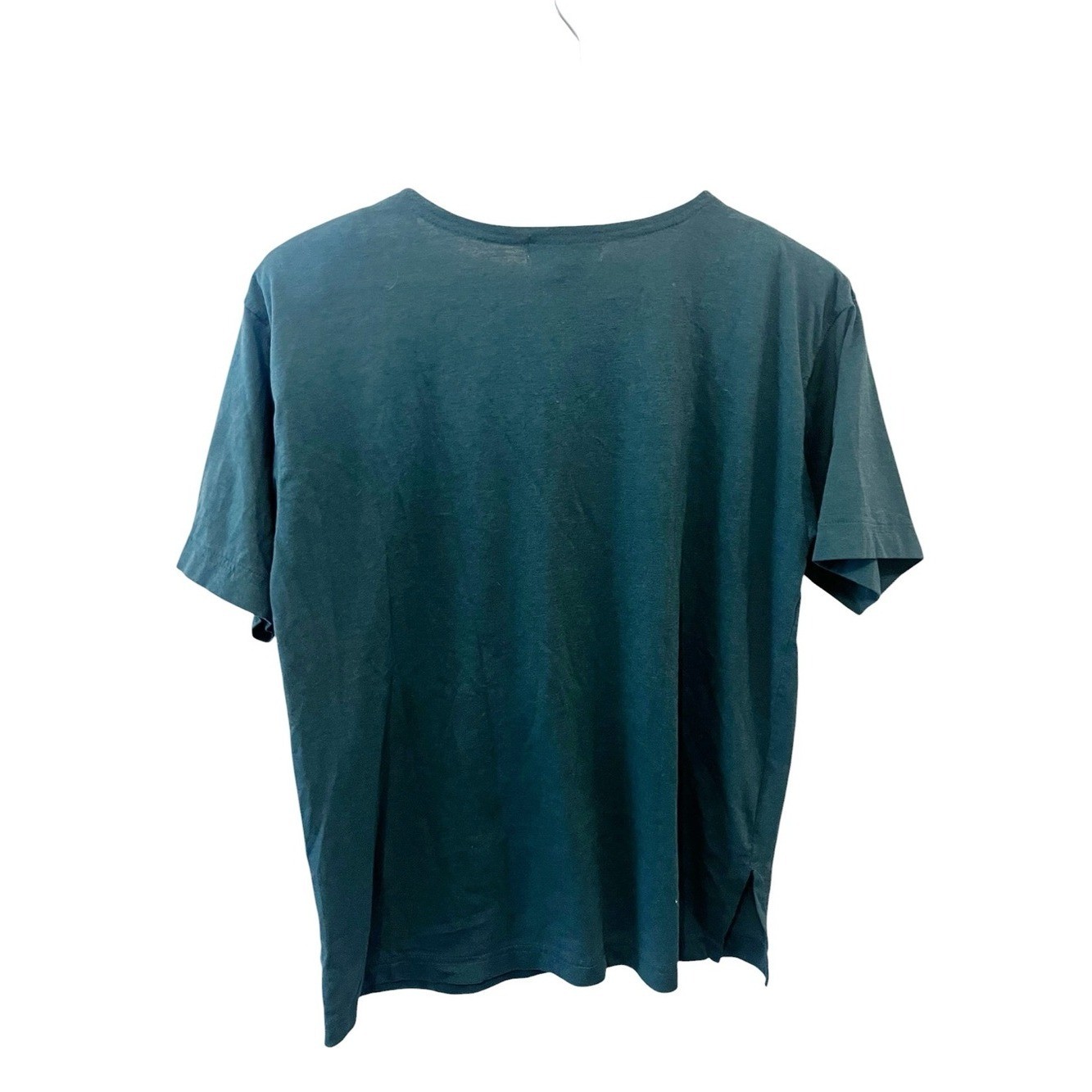 Pictures Vintage 90s Green Embroidered Floral Neck T-Shirt with Shoulder Pads