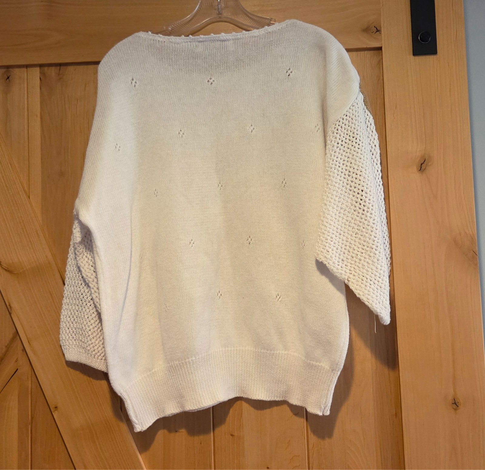 New! VTG 80s 90s Sweater Sz XL Leaf Shoulder Quirky Dolman Mesh Sleeve Maurada