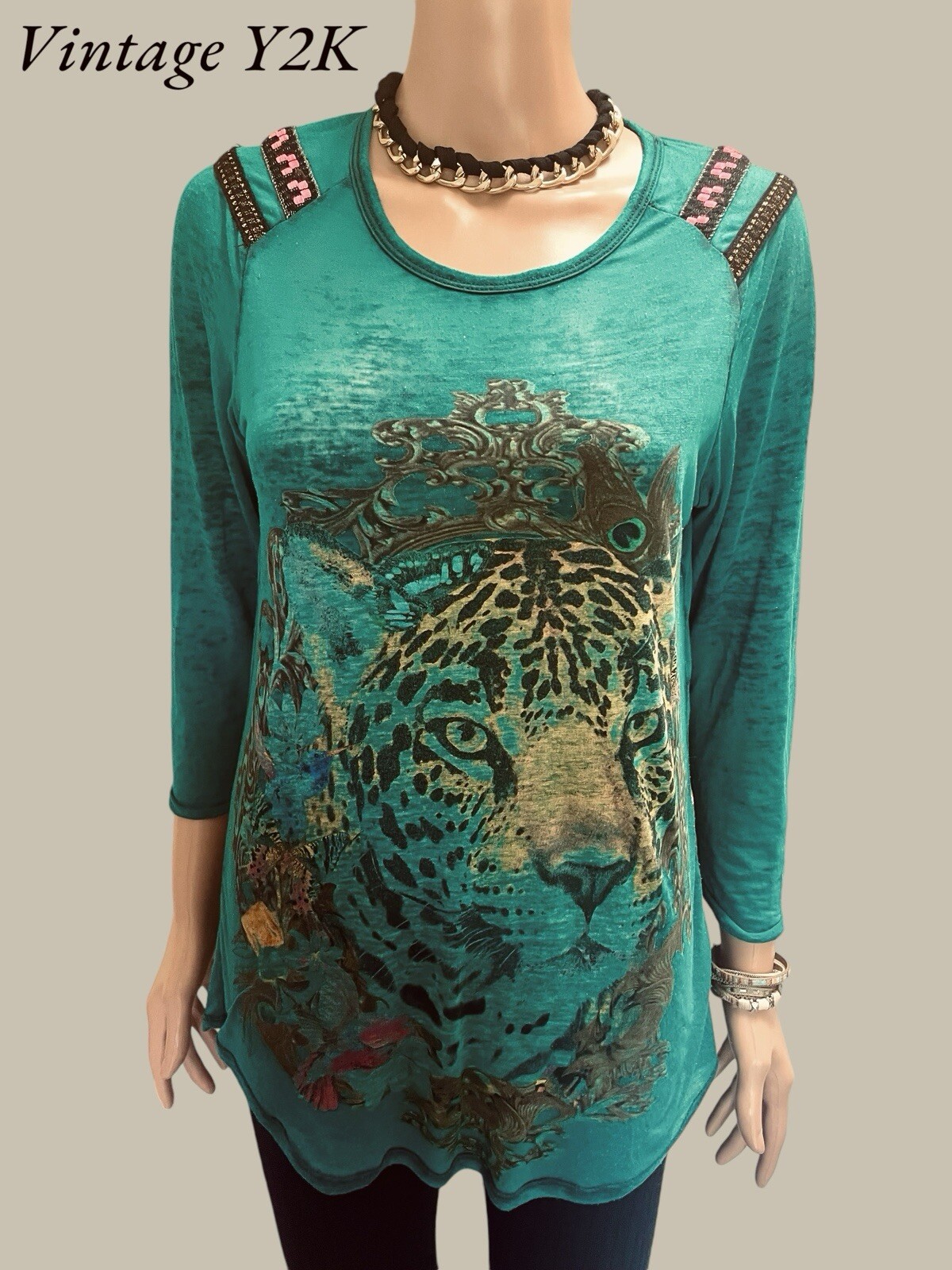 Custo Barcelona Top Vintage Graphic Print Soft Stretch Cotton Size S