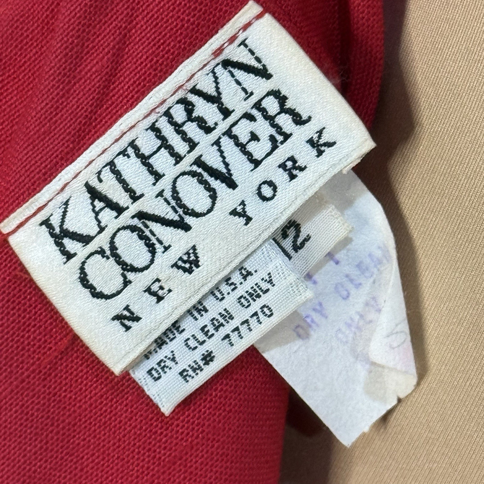 Vintage Kathryn Conover Sz 1 Red Apron Front Dress Strappy Back Pocket Cocktail