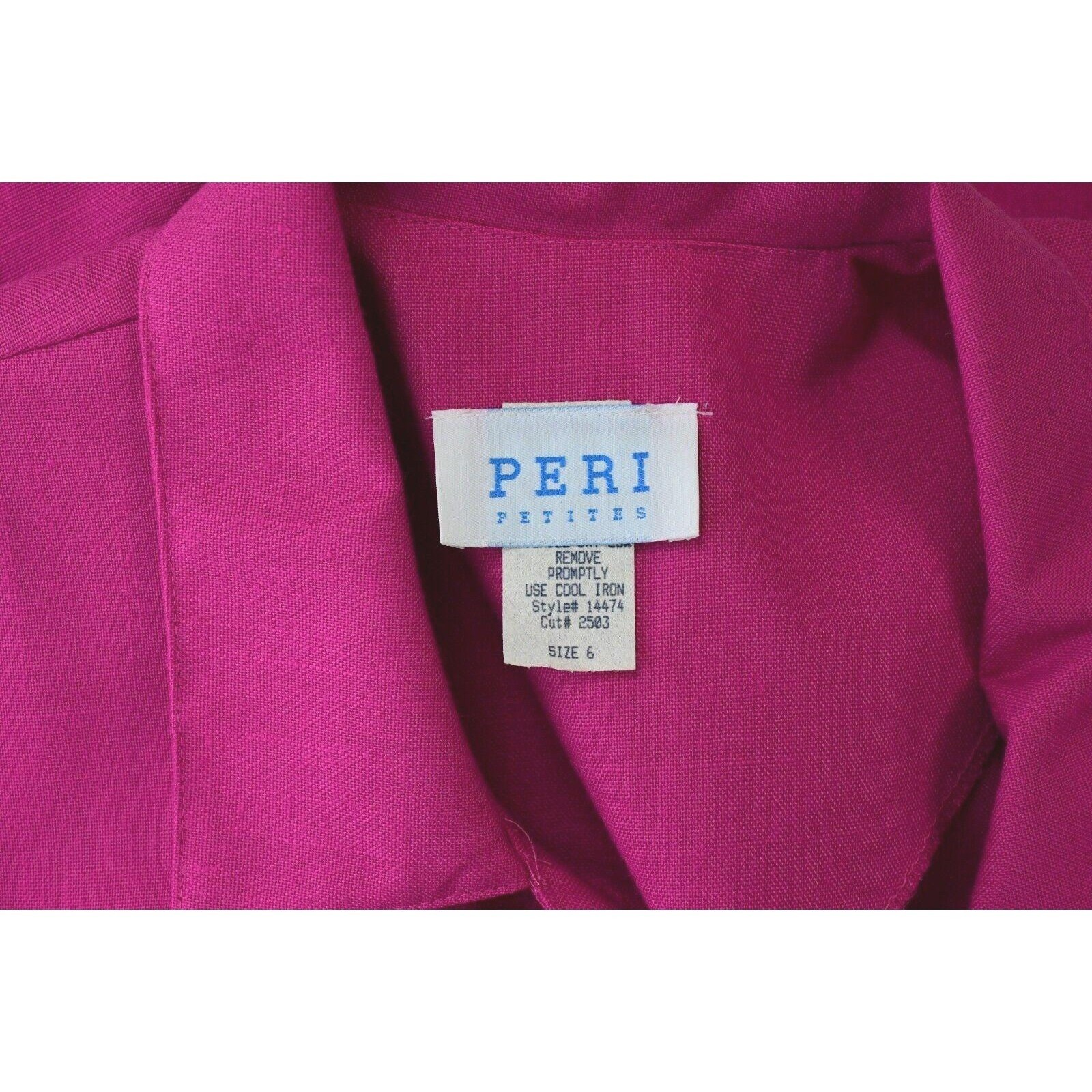 80s Vintage Hot Pink Short Sleeve Shirt Dress Peri Petites Size Small