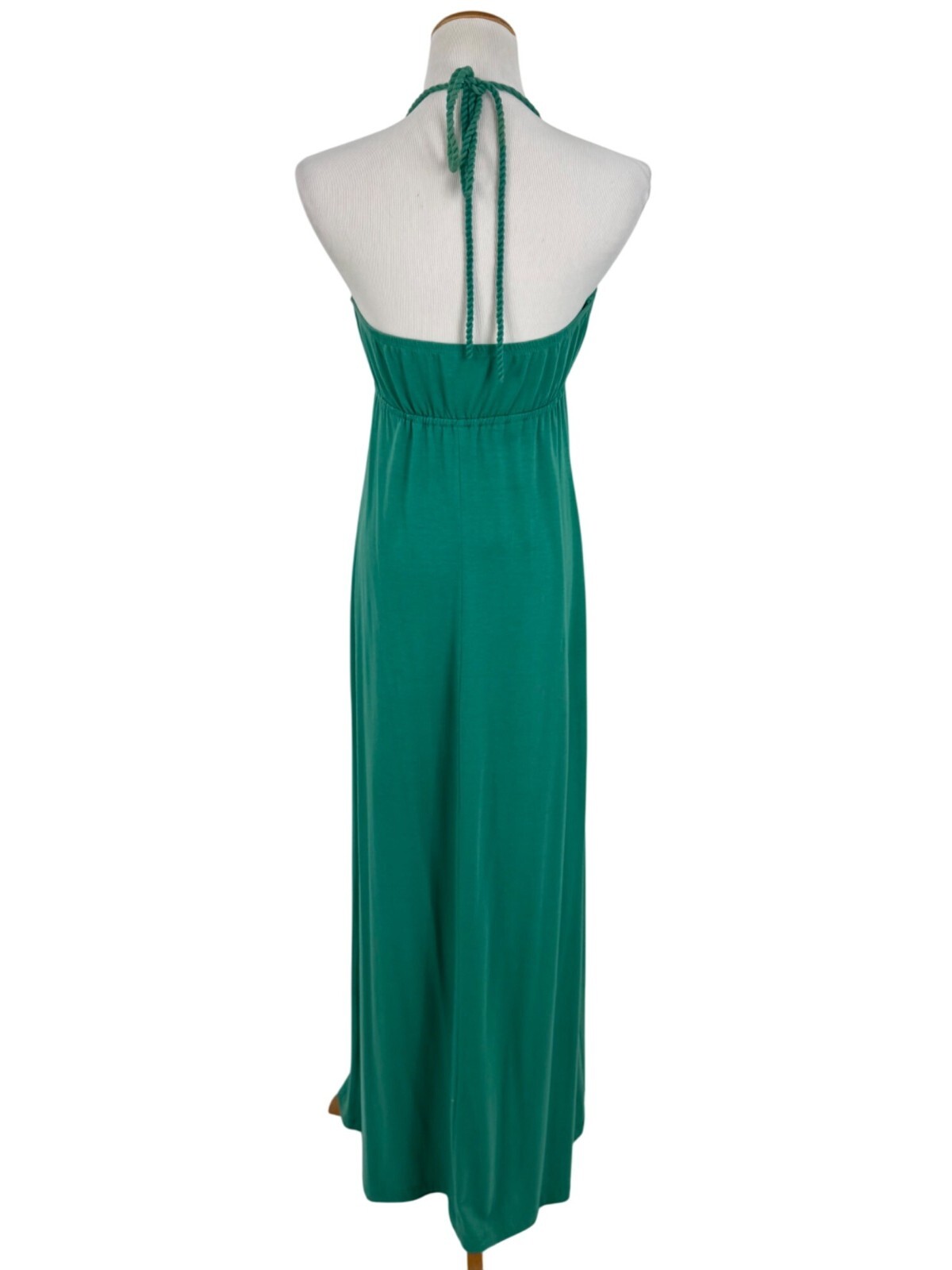 L8ter Vintage 90s Casual Green Gray Black Striped Color Block Halter Maxi Dress