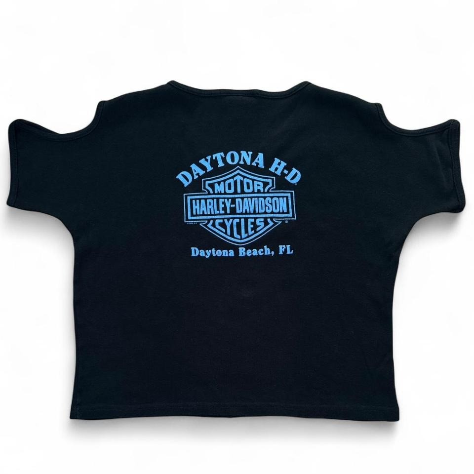 Vintage 90s Harley Davidson Daytona Florida Embroidered Cold Shoulder Top