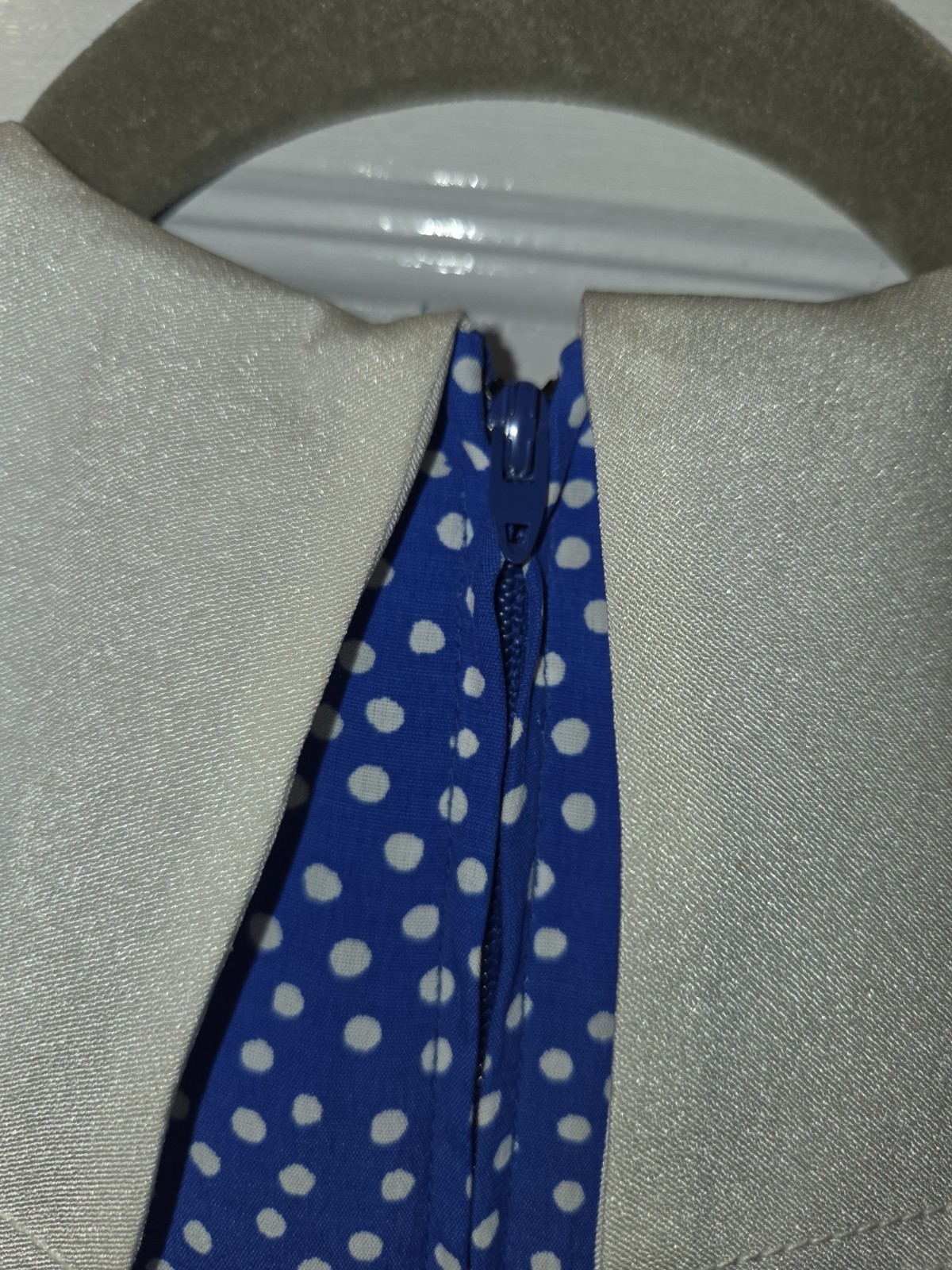 Vintage 80’s Jane Schaffhausen Belle France Blue And White Polka Dot Dress. 8