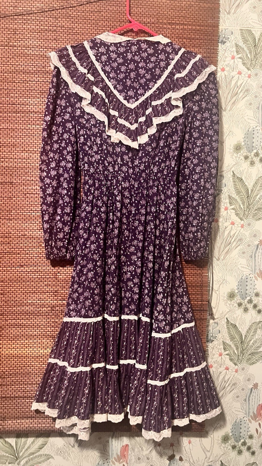 VTG 70s Candi Jones Women’s 3 Cottage Core Prairie Midi Dress Purple Floral