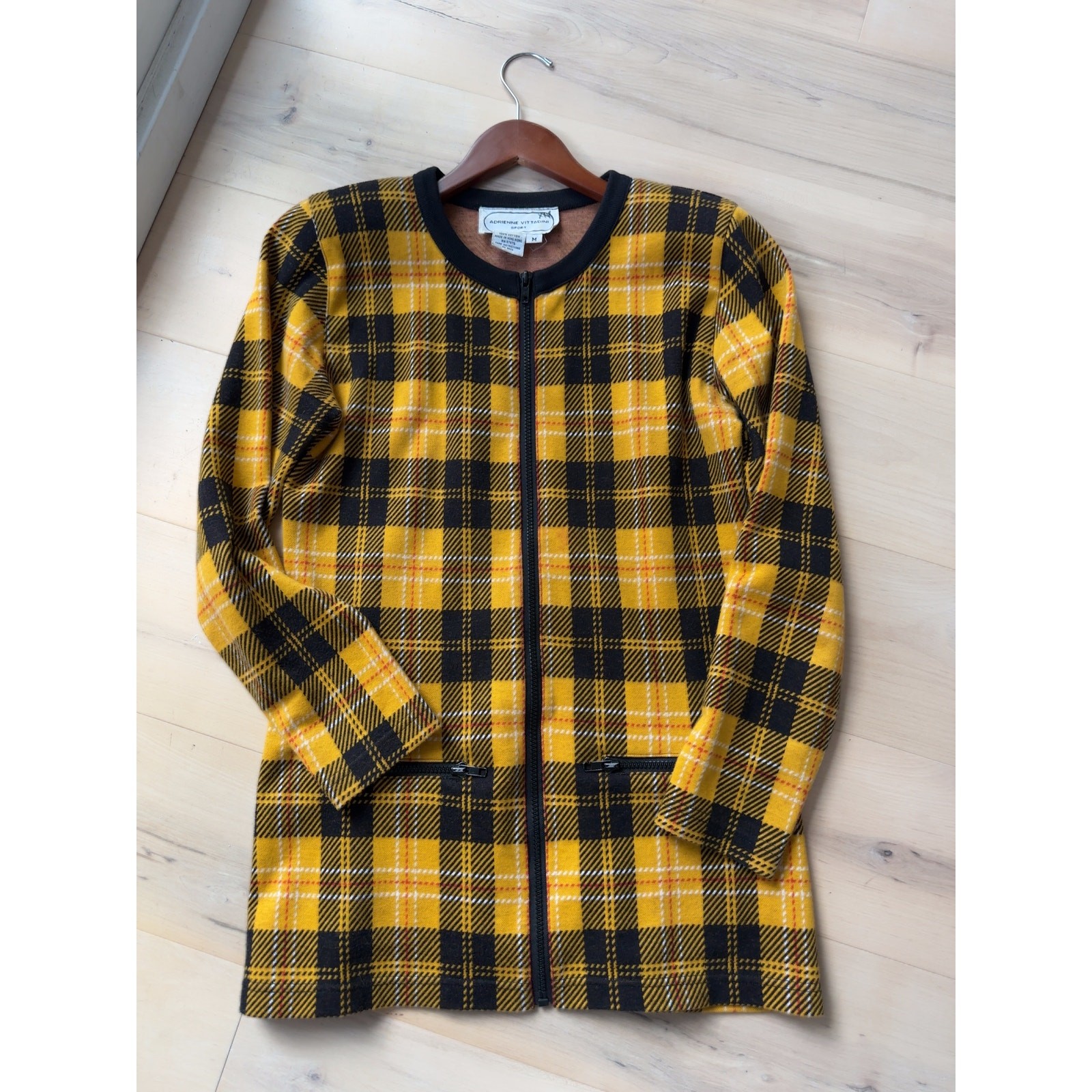 Vintage Yellow Plaid Cardigan Jacket Womens Size S 90s Preppy Clueless Inspired
