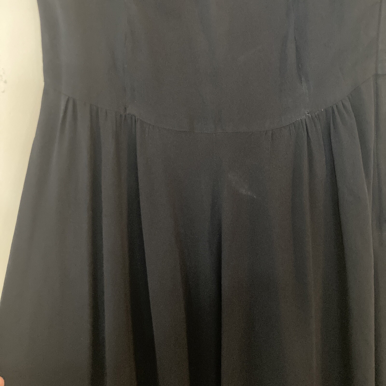 Vtg Women’s 40s Black Crepe Rayon Dress W/lace 1940s Formal Hostess Handmade