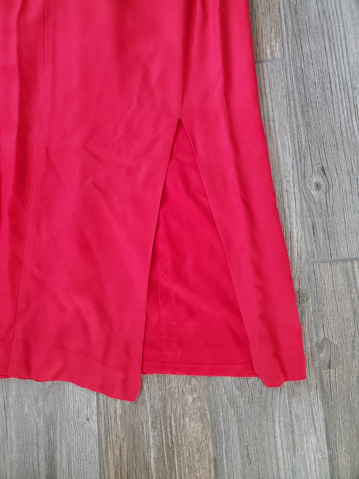 Vintage CDC Red Strapped Back Evening Dress W/Slit . Size 14. Made In USA