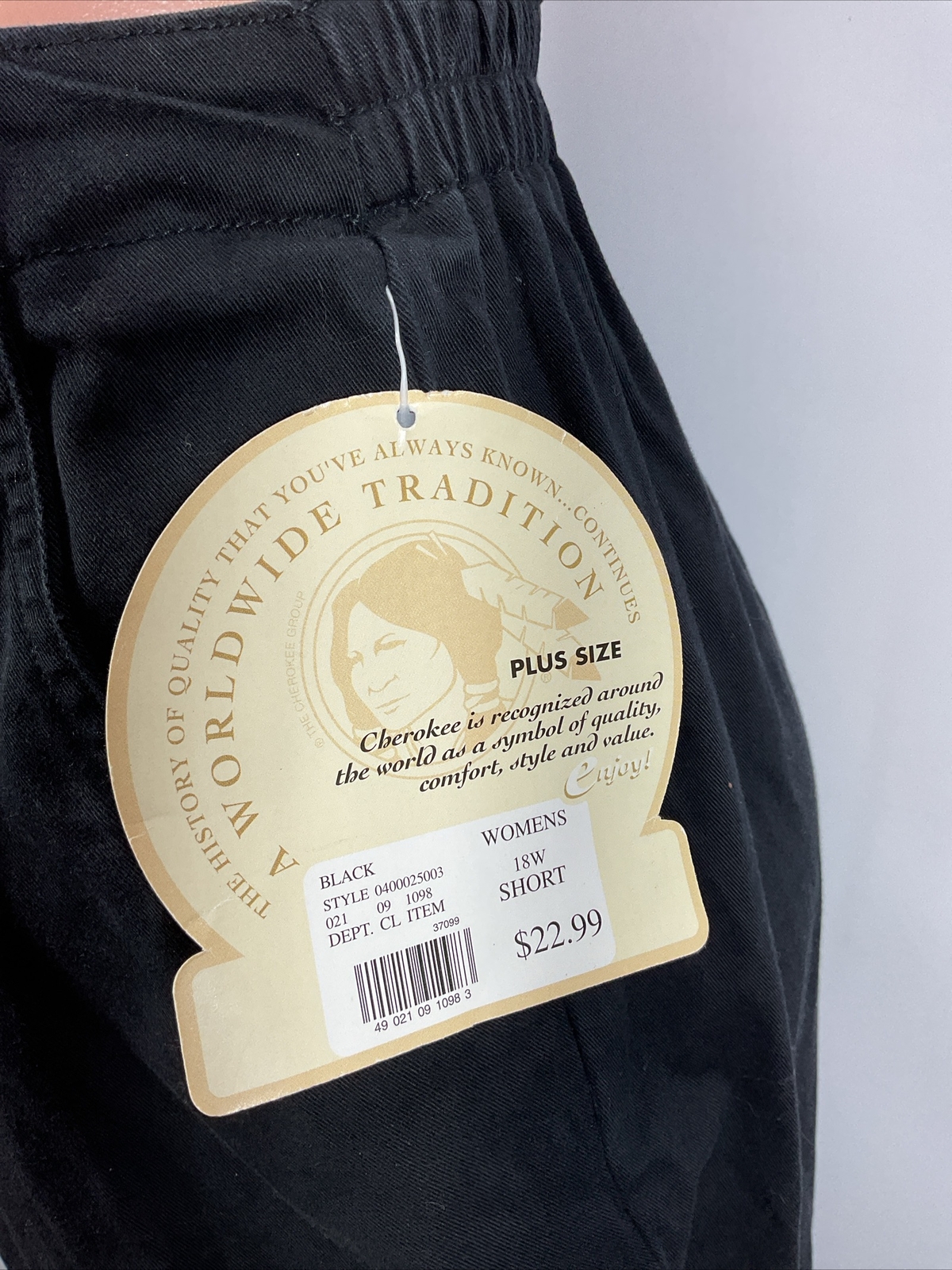 Vintage 90s 80s Cherokee Pleated Pants PLUS 18W Short Black Tapered Chino NEW