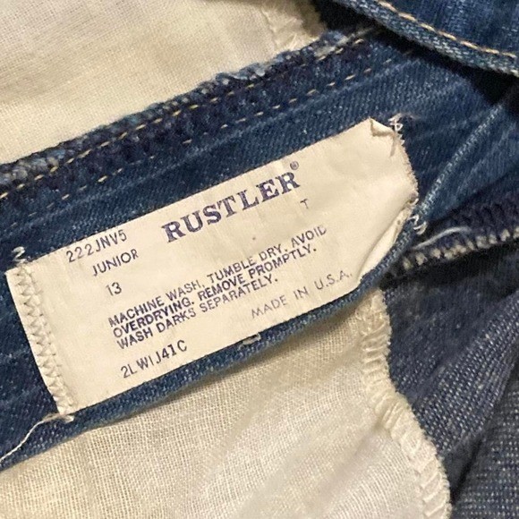 Rustler pinstripe denim riders jeans pleated 70s vintage scovill 13J (25×29)