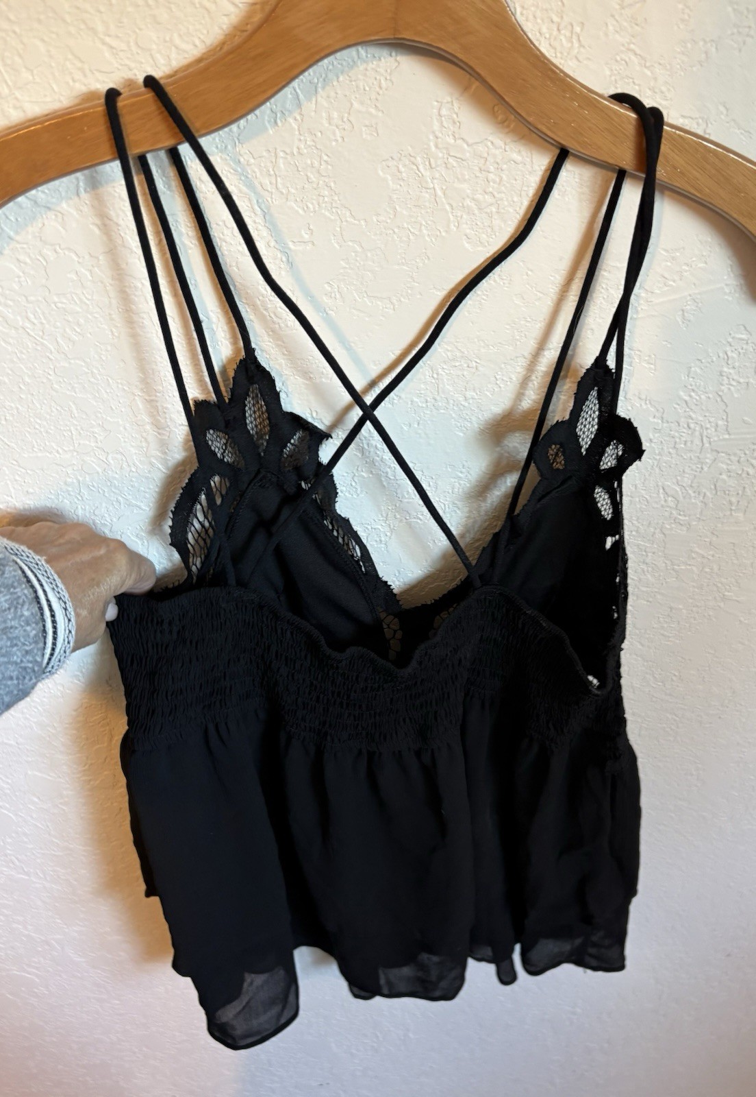 Black Goth Lace Cami Double Tier Peplum Shein Size Large Spaghetti Strap