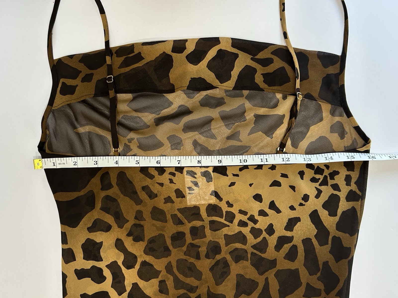 VTG 90s/Y2K Asymmetrical Cowl Neck Sleeveless Animal Print Semi Sheer Dress MED