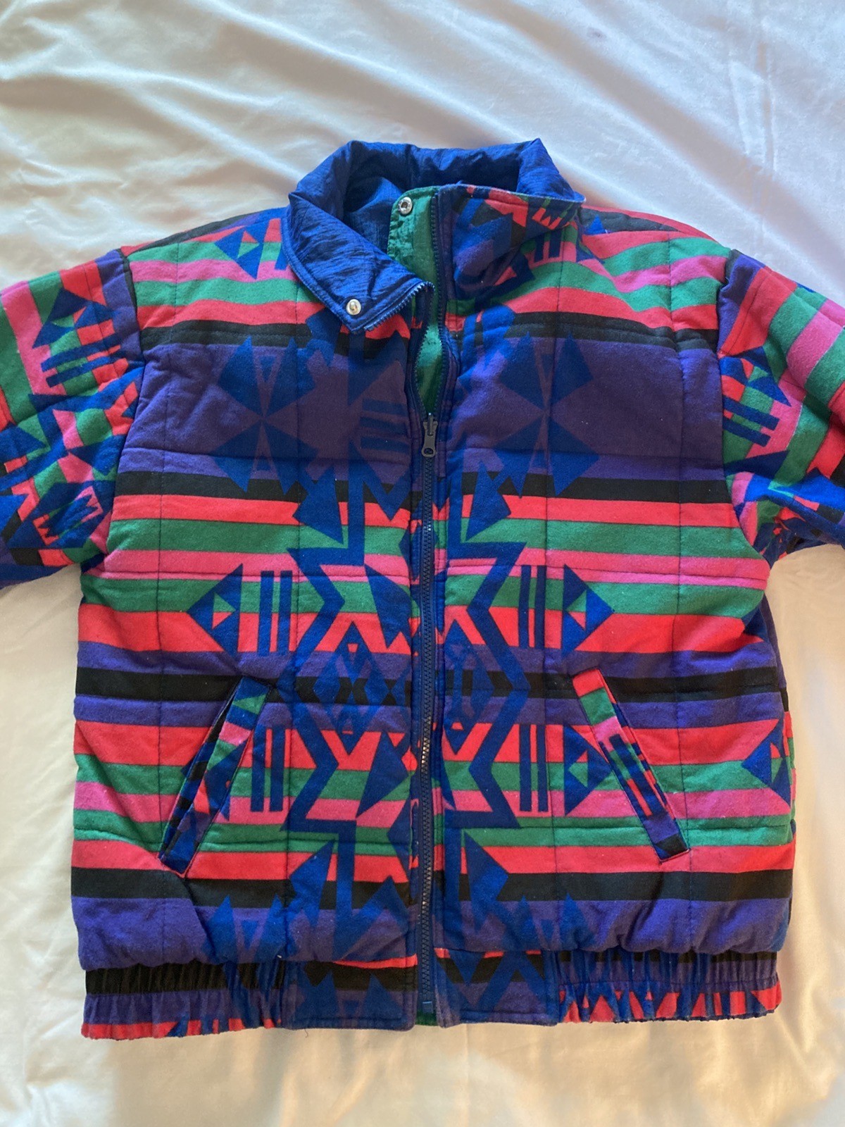 Vintage 80s 90s Andy Johns Retro Reversible Puffer Ski Jacket Coat Womens Medium