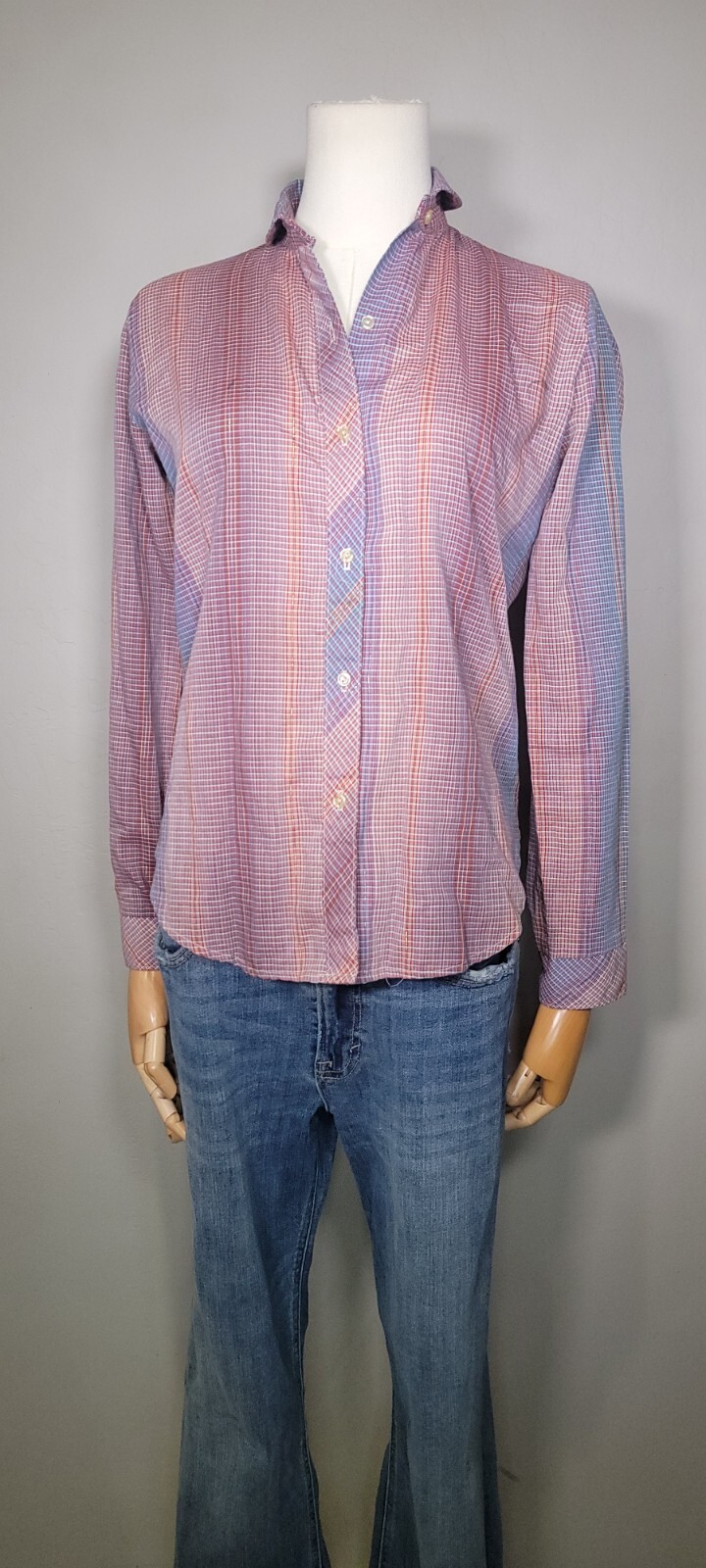 Vintage 1980’s Langtry Ltd Prairie Pink/Blue Plaid Shirt