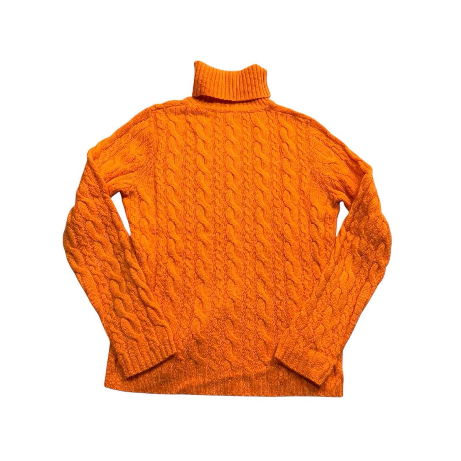 VTG Don Caster Sports Women’s 100% Cashmere Cable Knit Turtleneck Sz S Orange