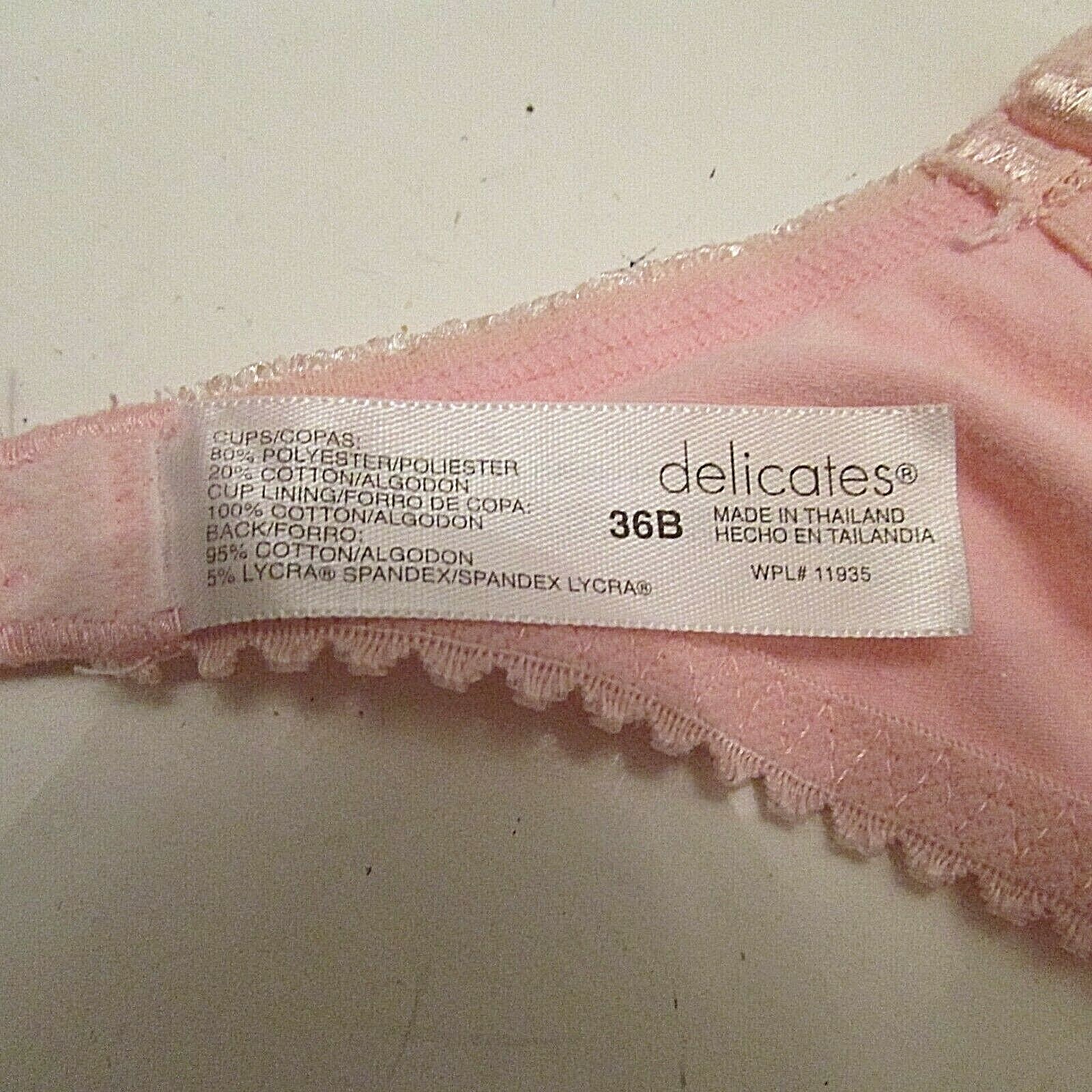 JC Penney Delicates 2984 Pink Eyelet Lace Underwire Push Up Padded Demi Bra 36B