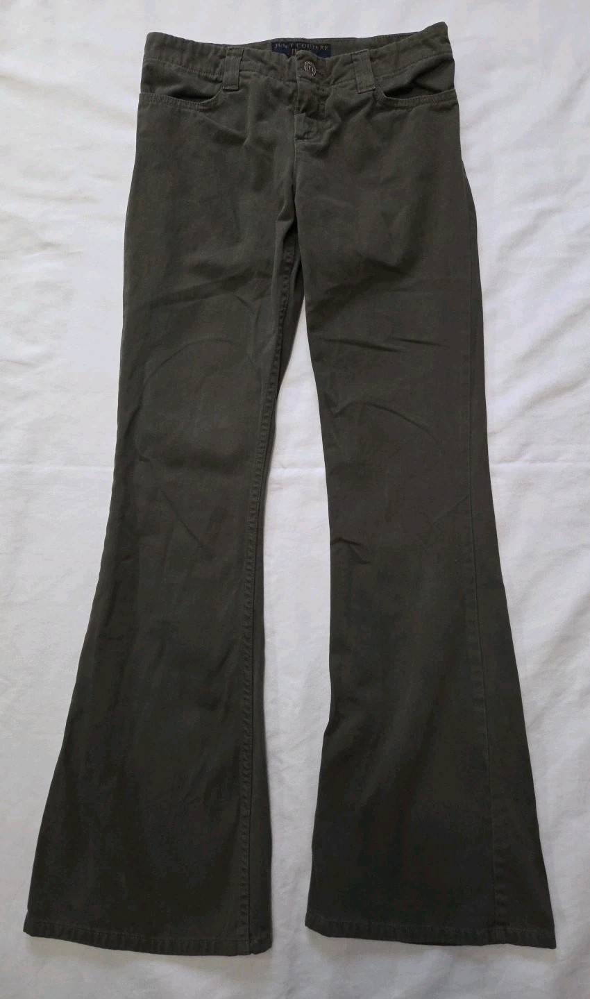 Y2K Vintage JUICY COUTURE | Size 27 | Army Green Flare Leg Low Rise Pants Jeans