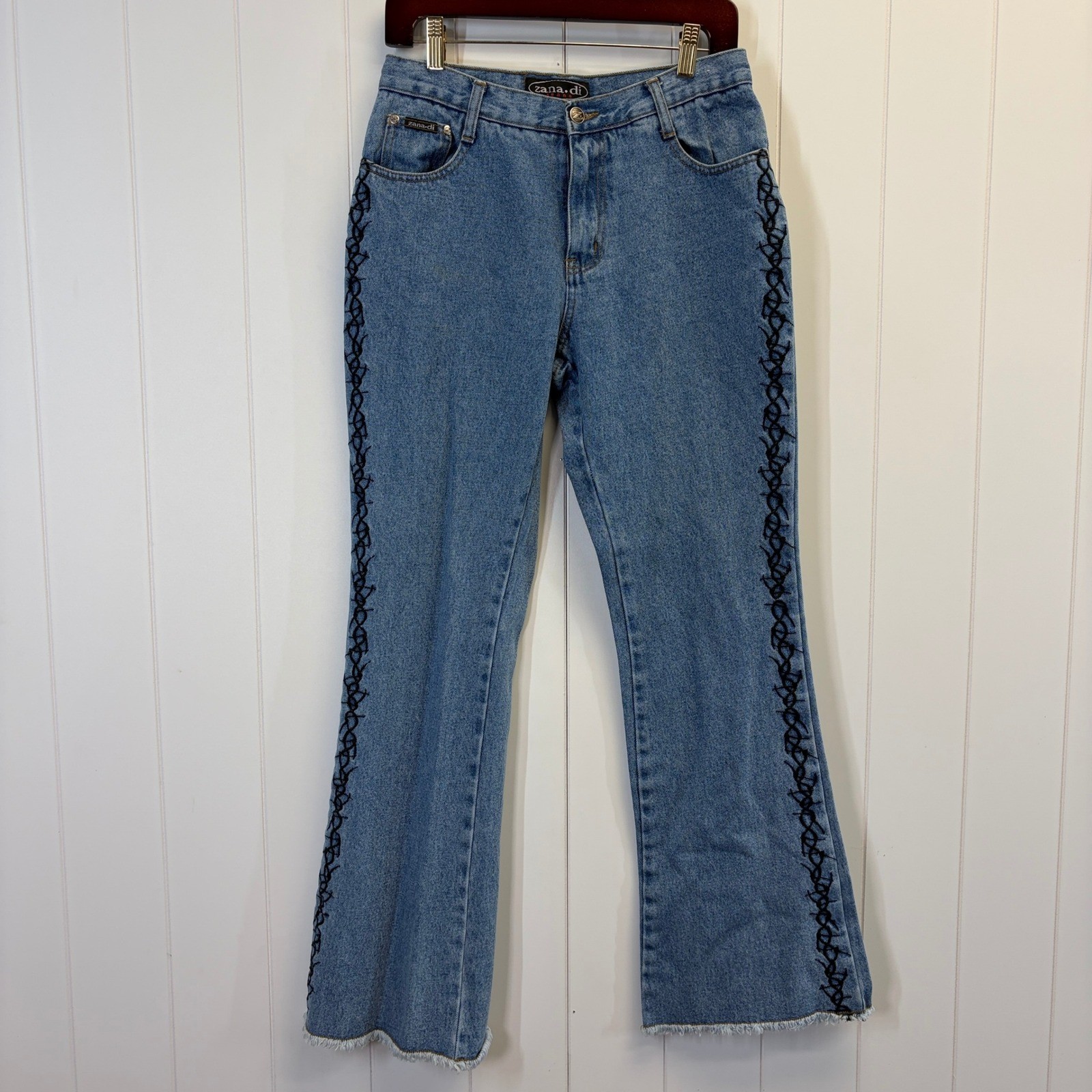 Vintage Zana-Di Y2K Boho Embroidered Flare Jeans Women Size 7 Boho Indie Grunge