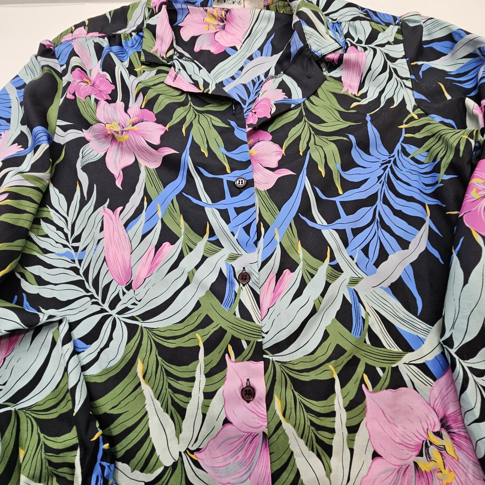 Women’s Vintage Floral Hawaiian Blouse Top Size 14 by Emotions 1980’s