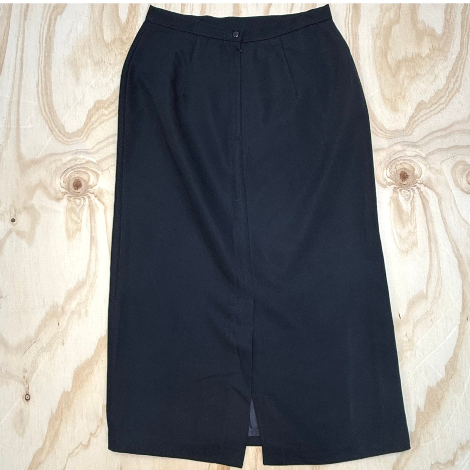 Michele New York Black Vintage Midi Pencil Skirt Size 14 Made in USA High Waist
