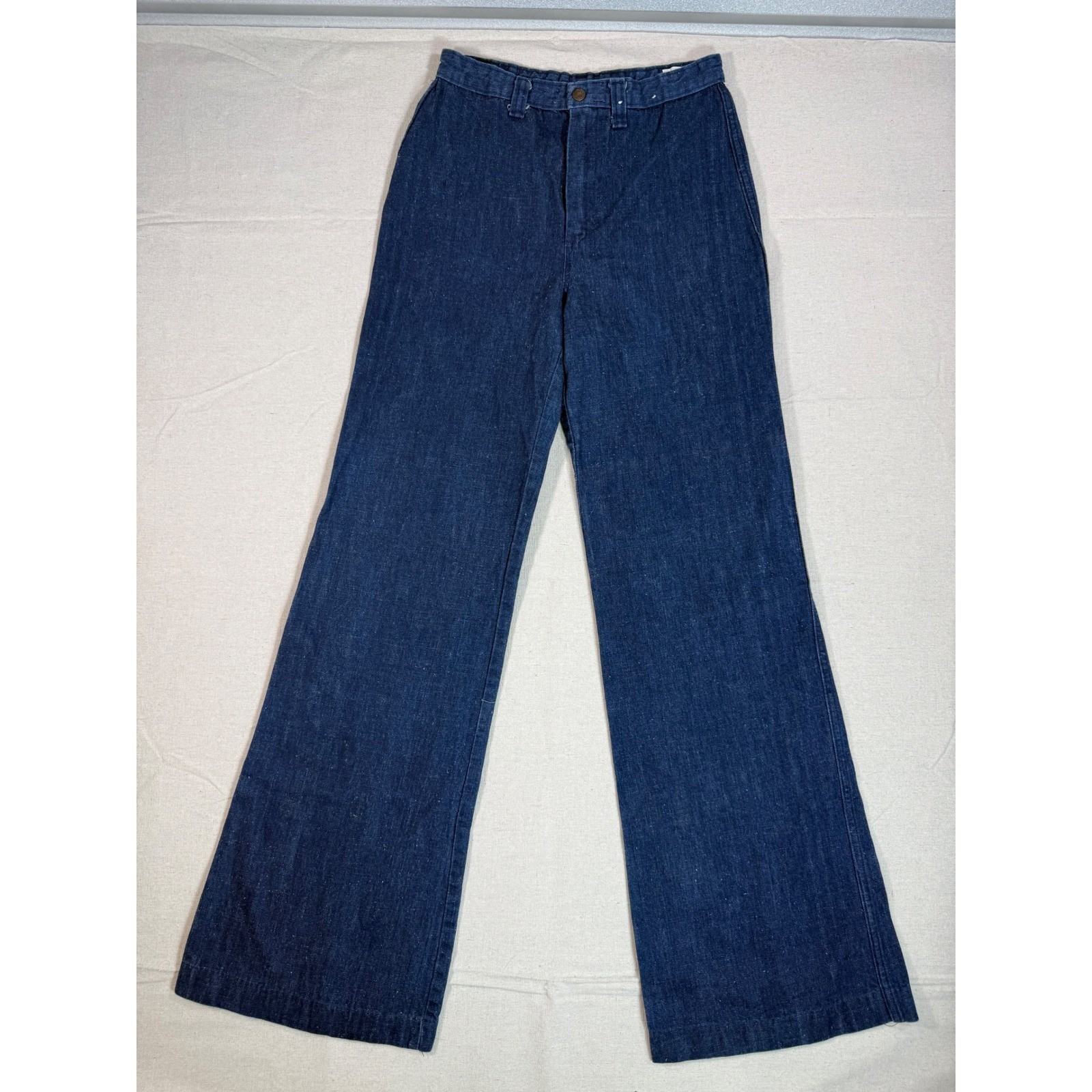 VTG 70s Love n Stuff High Waist Bell Bottom Jean Dark Saddle Flare USA 26×33
