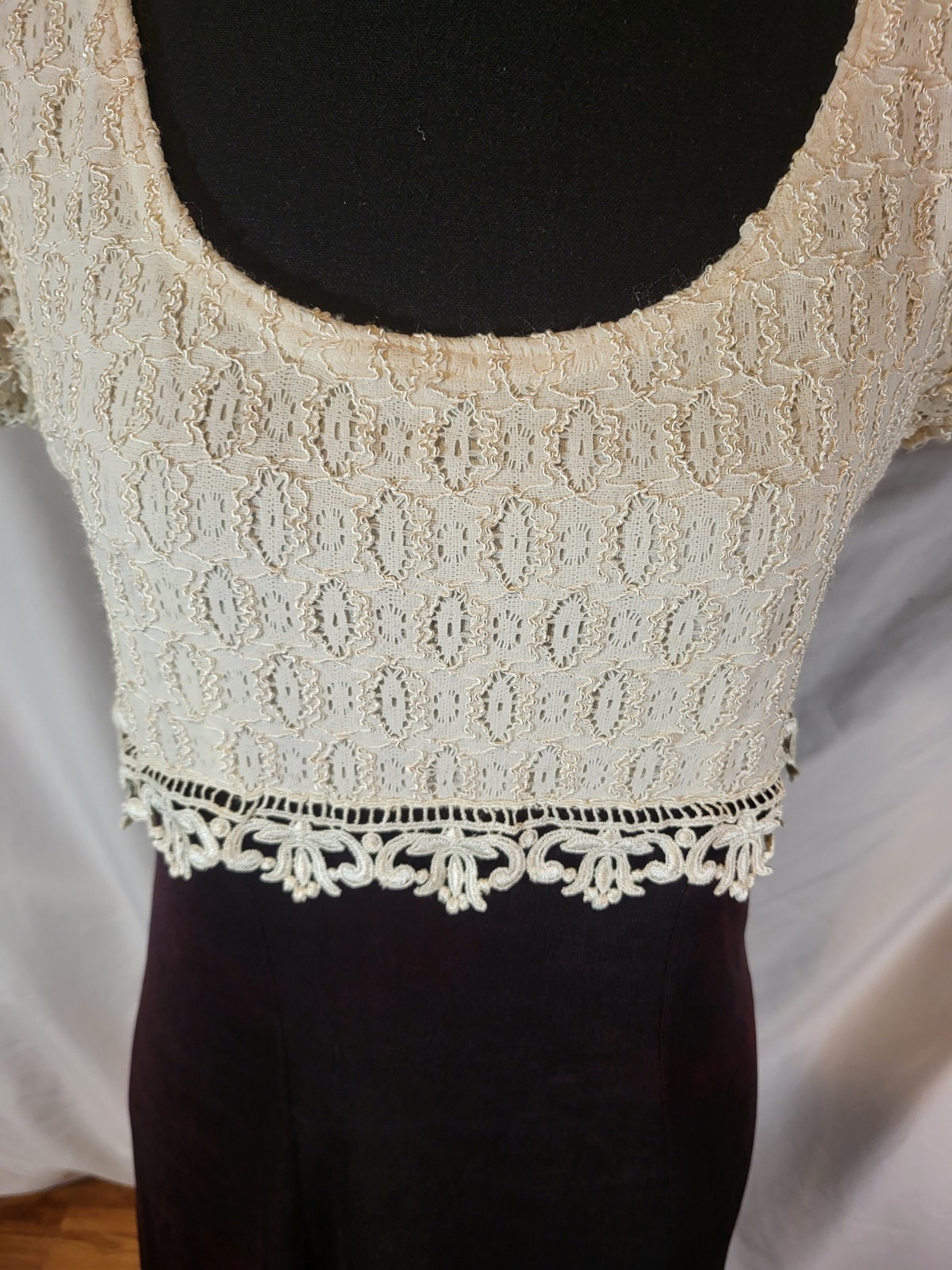 Vintage All That Jazz Size 7/8 Burgandy Lace Acetate Mini Dress