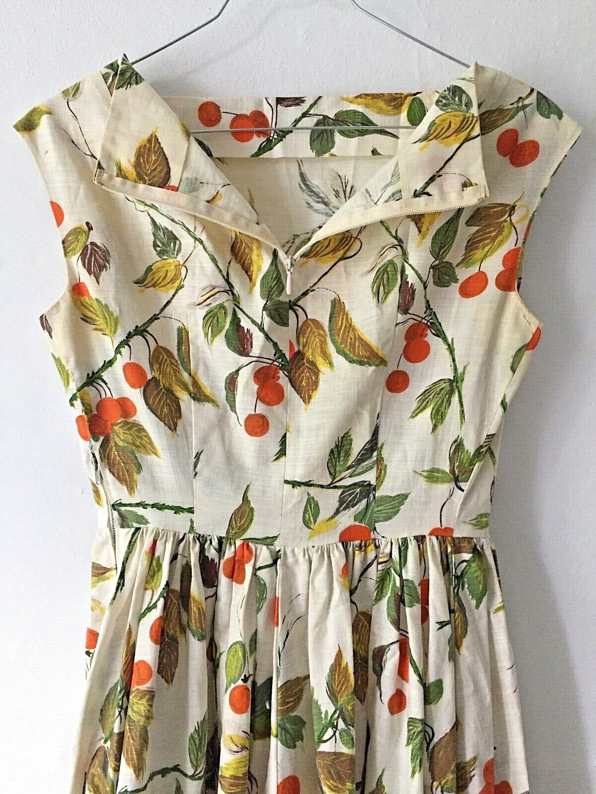 Original 50`s Cherry Dress 50s Dress Rockabilly Fundus Theater XS Vintage