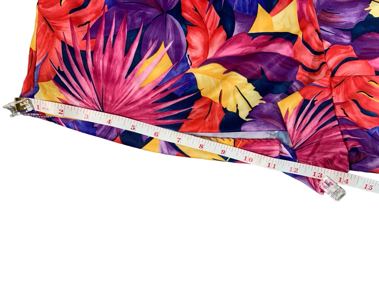Granada Vintage 70’s Colorful Tropical Palm Leaf Print Strapless Short Romper