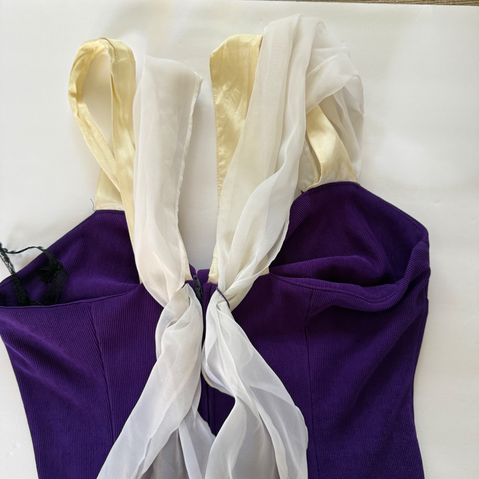 Vintage Basic Plus Womens Purple Bow Halter Fit Flare Dress Rhinestone Size 4