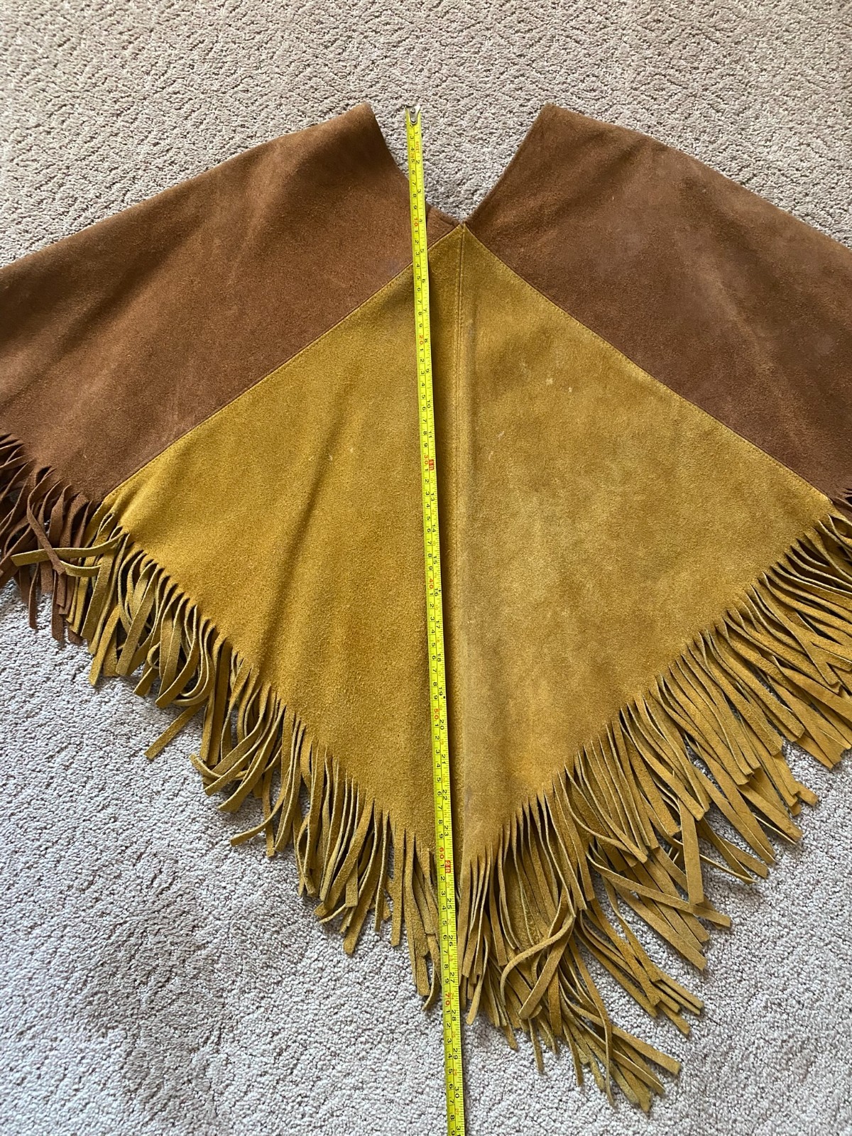 Vintage 1970s Suede Leather Poncho Womens Fringed King of the Ponchos