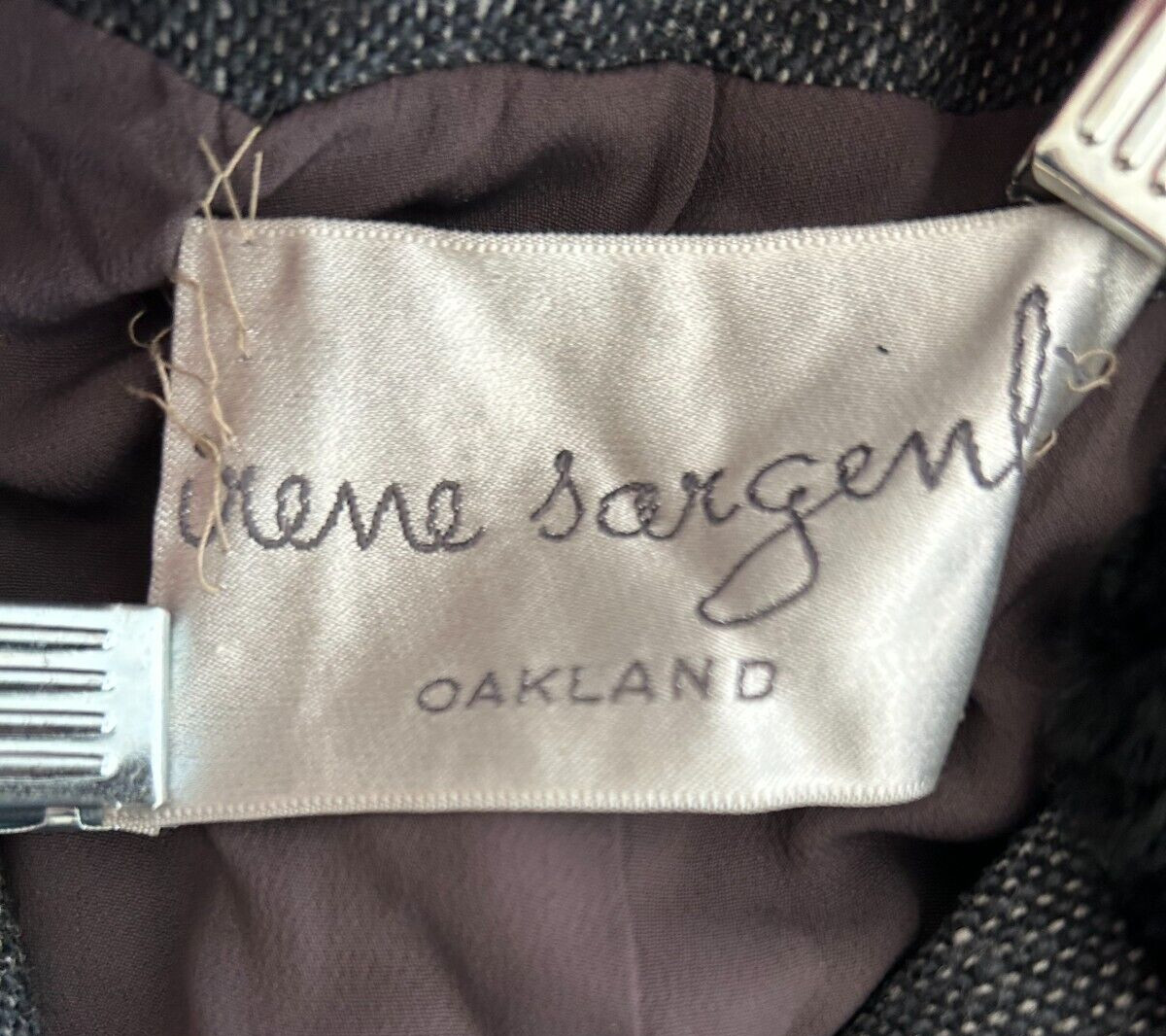 Irene Sargent Anglo Fabrics Cropped Jacket Gray Wool Tweed Black Faux Fur Collar