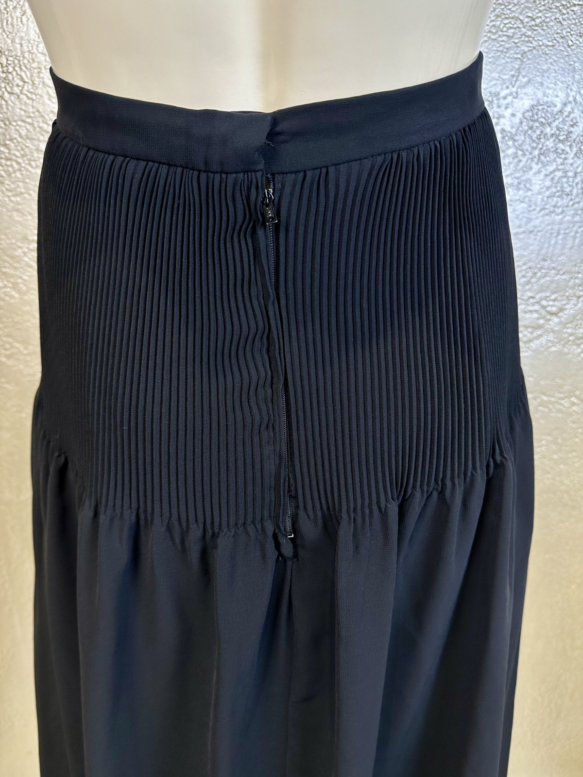 Vintage 1960’s-1970’s Ladies ALEXANDER CLARE Black Chiffon Maxi Skirt w/Satin XS