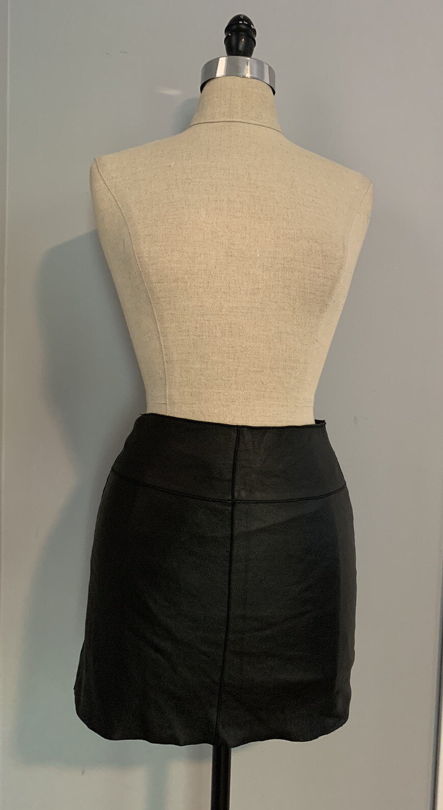 Vintage 80s 90s Wilson’s Black Leather Mini Skirt Metal Biker Grunge Rocker Club