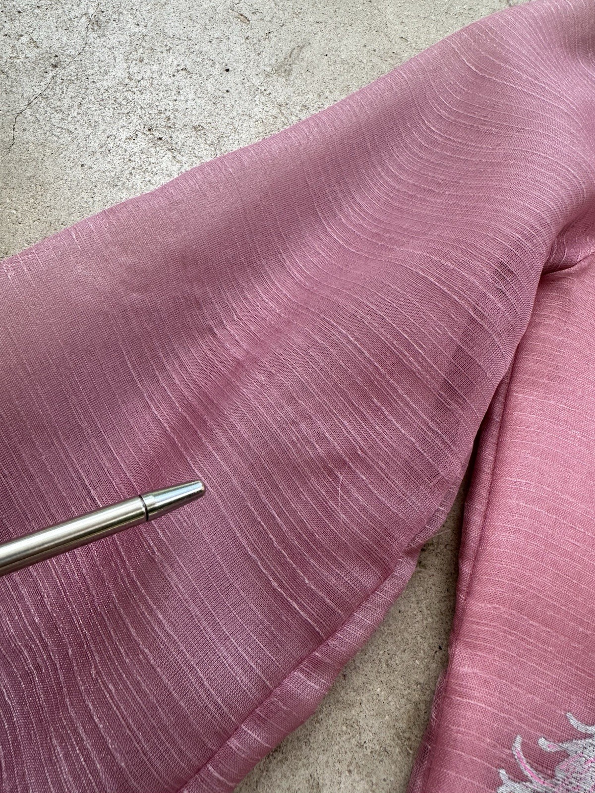 Vintage 60s 70s Alfred Shaheen Pink Fan Print Hostess Shift Dress Sheer Sleeve