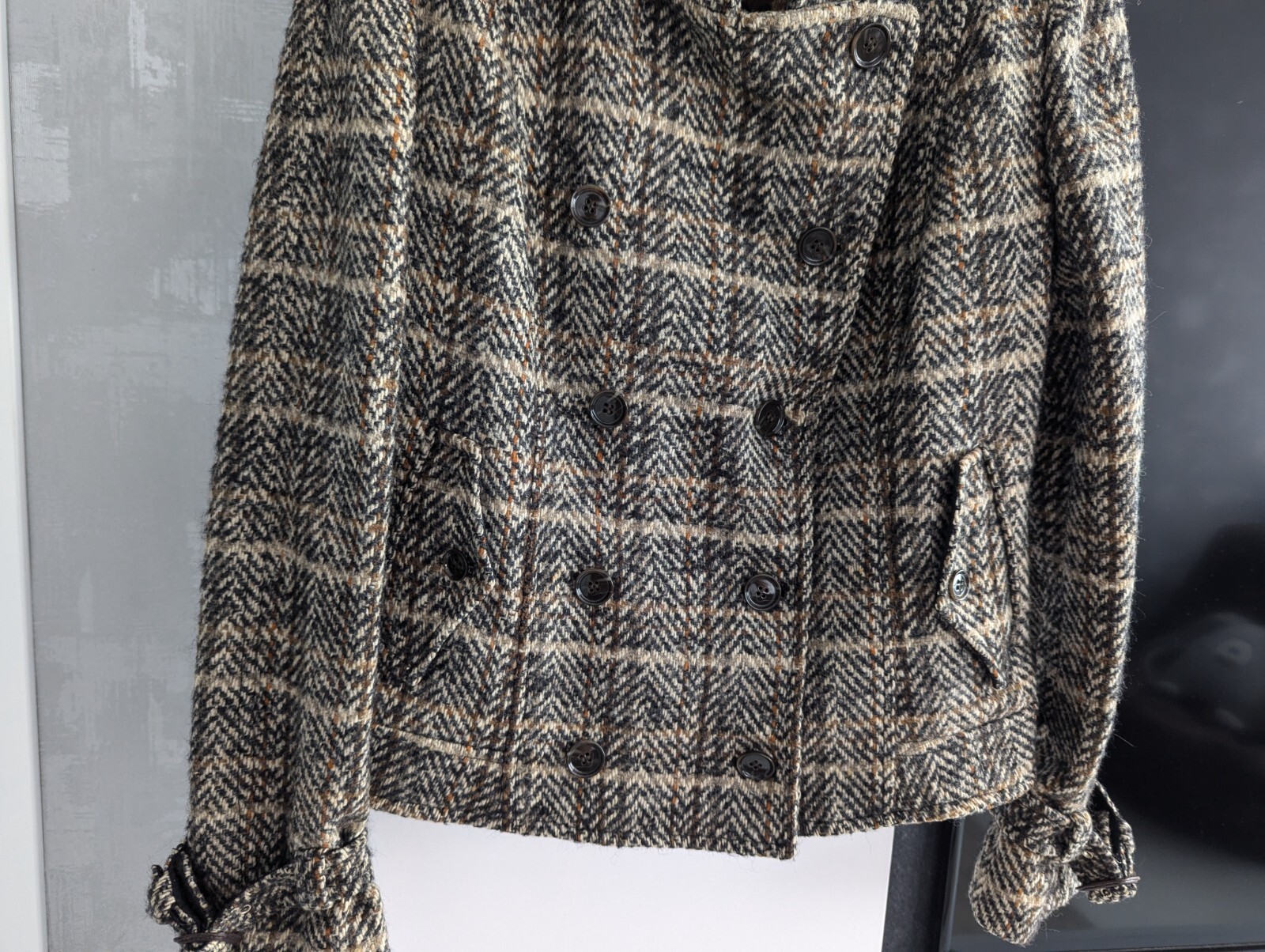 Dolce & Gabbana Wool Mohair Alpaca Short Coat Collar Double-Breasted Jacket 40 S