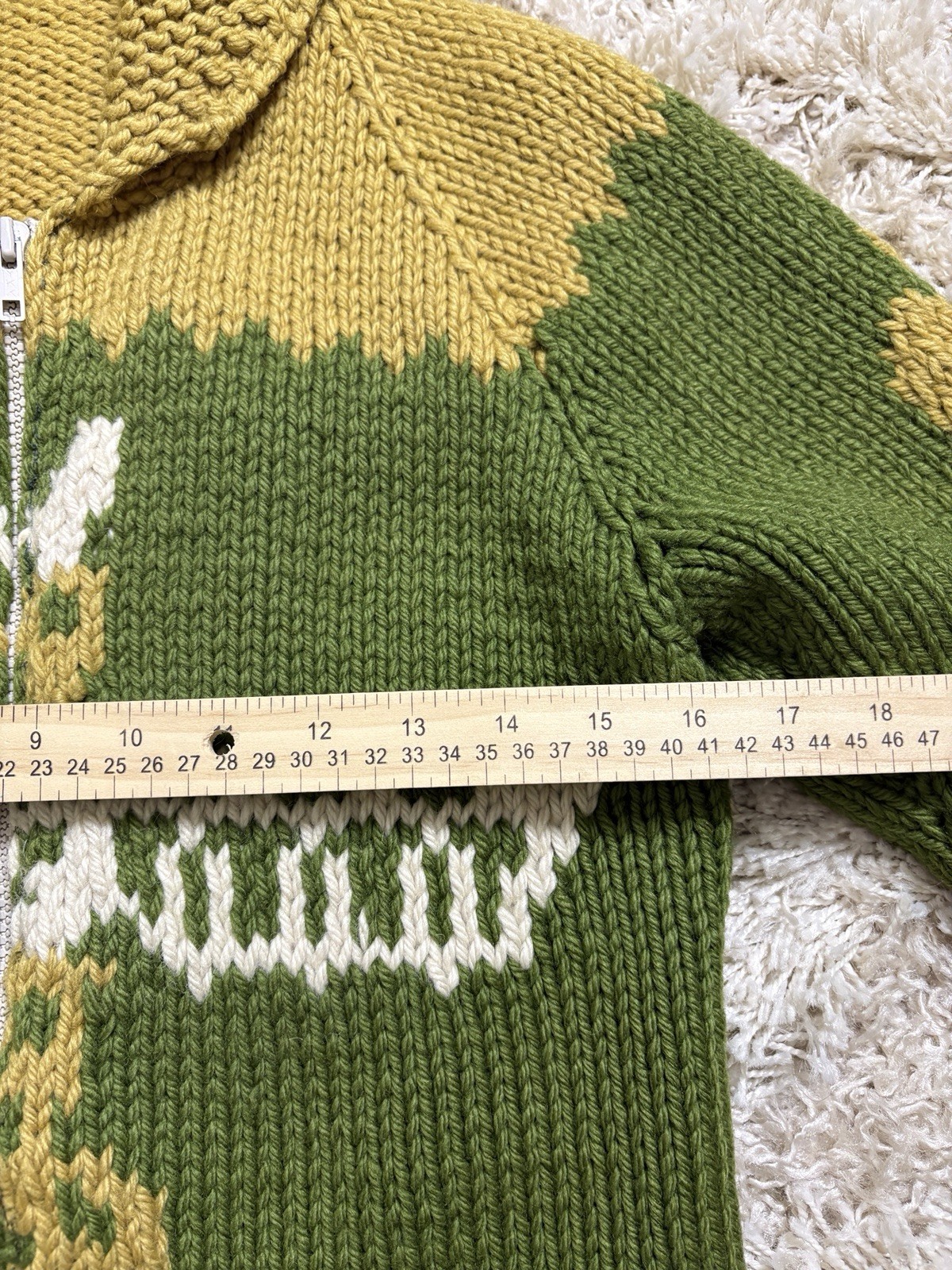 Vintage 50’s Cowichan Sweater Womens S Green Totem Alaska Warm Heavy Cardigan