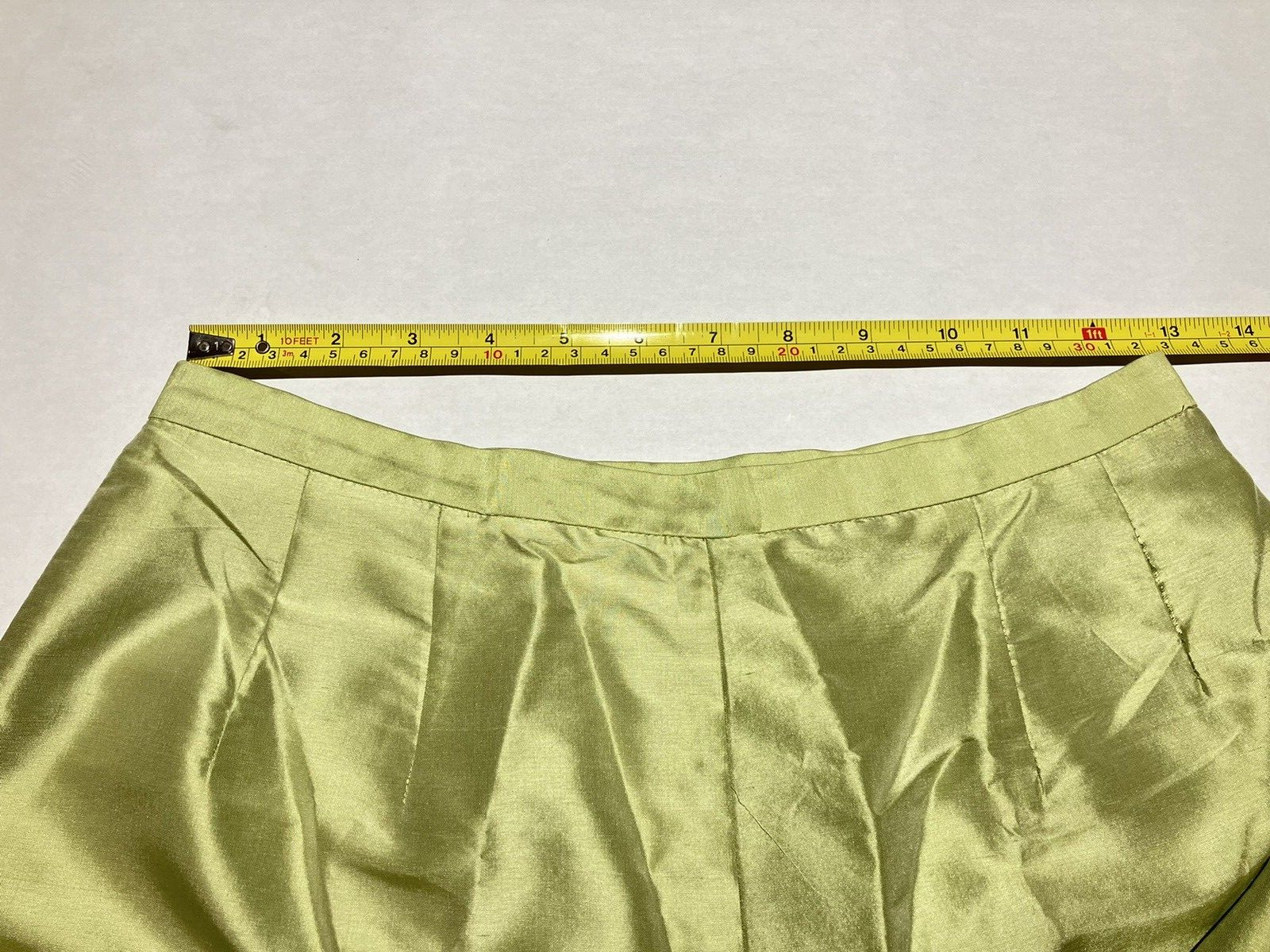 kate hill lime green shoulder pads two piece silk womens suit size 6top/4pants