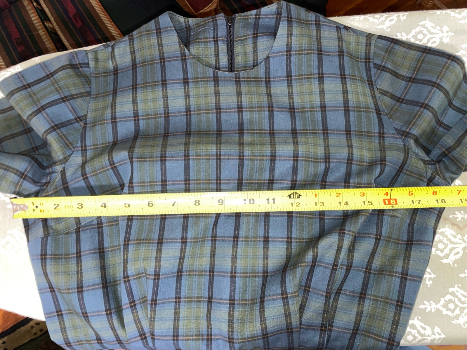Vintage 60s Nelly Don Dress Jacket 2 Piece Set Blue Green Tartan Plaid Jacki ‘O
