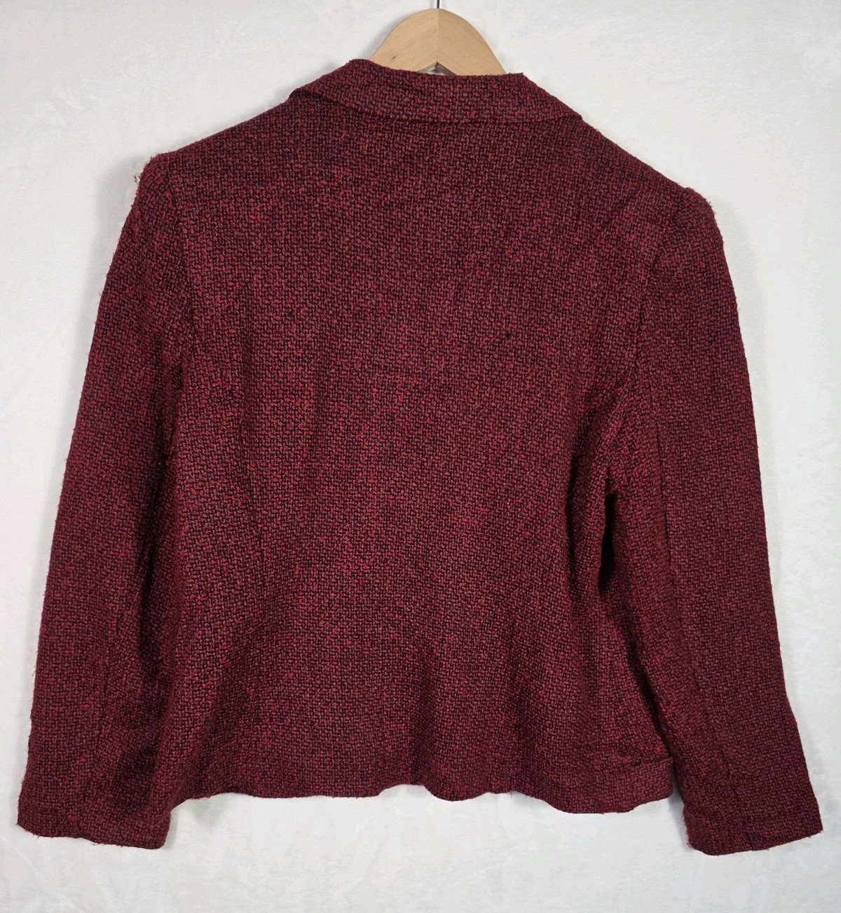 Vintage 90s Norton McNaughton Red Tweed Blazer Jacket Womens 12 Career Chic
