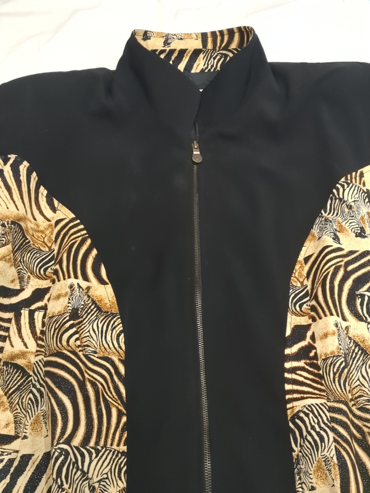 Vintage 80s Valentina Womens Zebra Safari Zip Up Collared Jacket OS