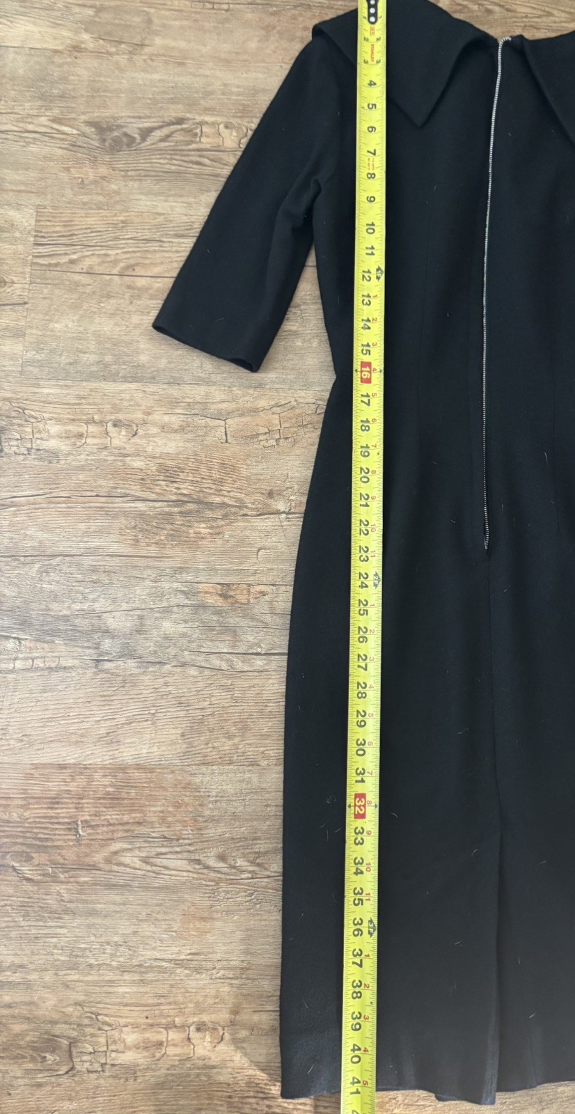 1960s Double Knit Dress Edith Flagg California Black Wool Retro Mod A Line Med