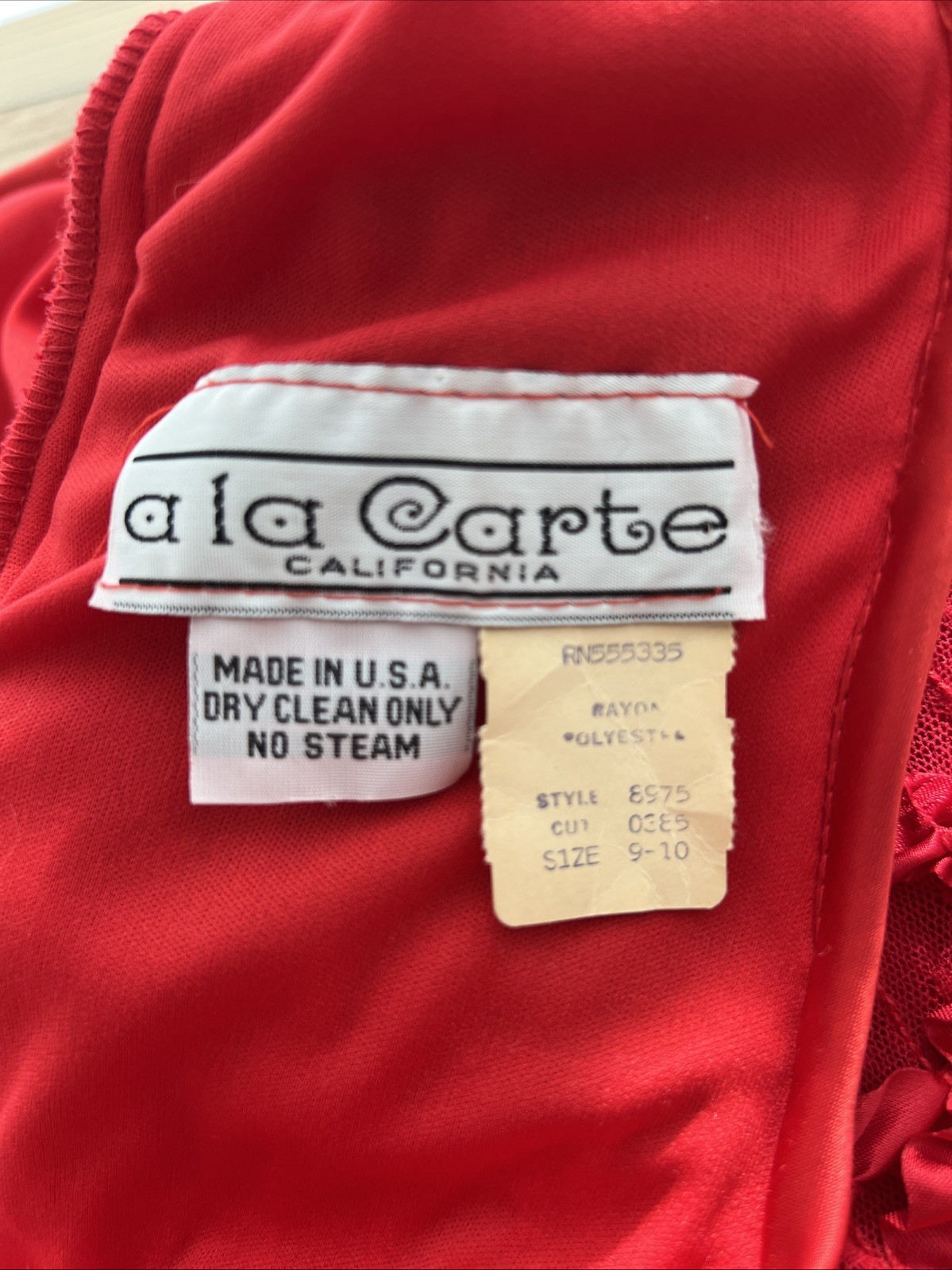 Vtg A La Carte California Hi-Lo Dress 80s Dance/Prom Ribbon/Lace Chiffon V-Back