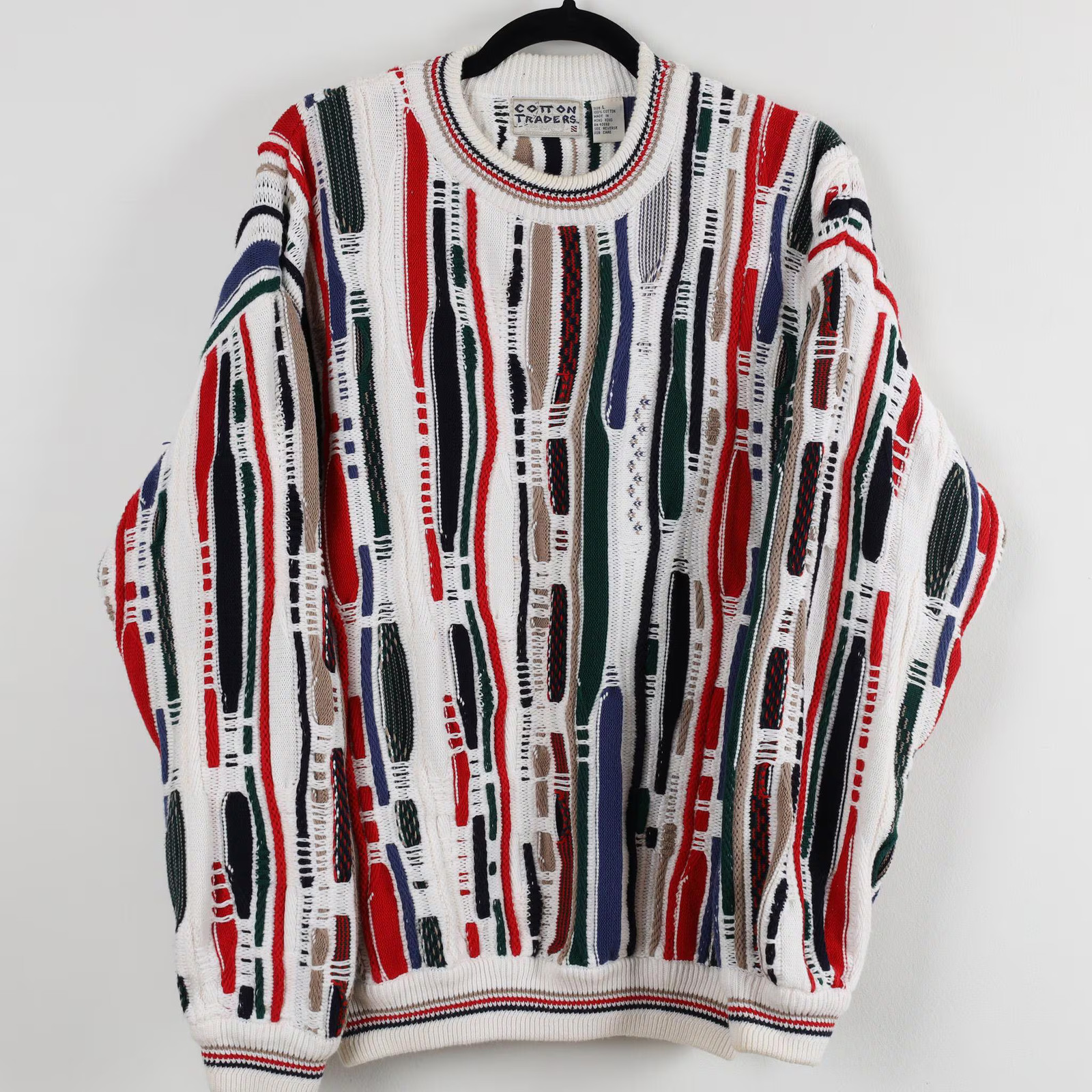 Vintage 90s Abstract Pattern COOGI STYLE Ribbed Knit Pullover Sweater Size Large