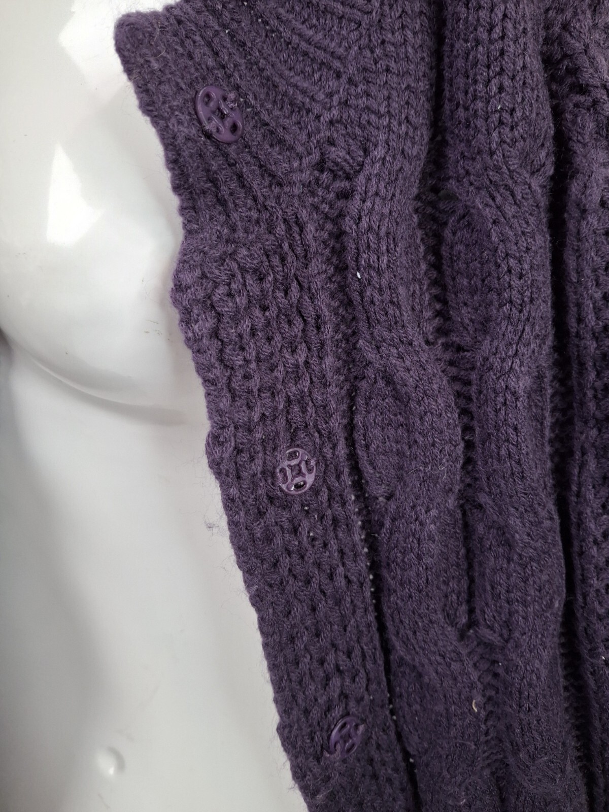 Vintage Simply Irresistible Cable Knit Sweater Cardigan Purple Boho Y2K L