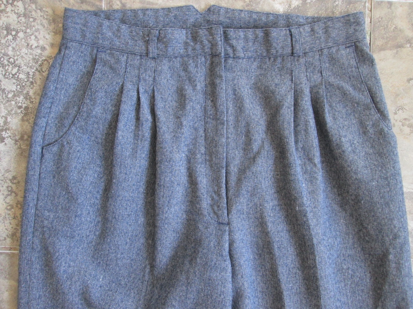 Vintage Bentley Pants 16 30×27 Blue Pleated Wide Tapered Leg High Rise Blend