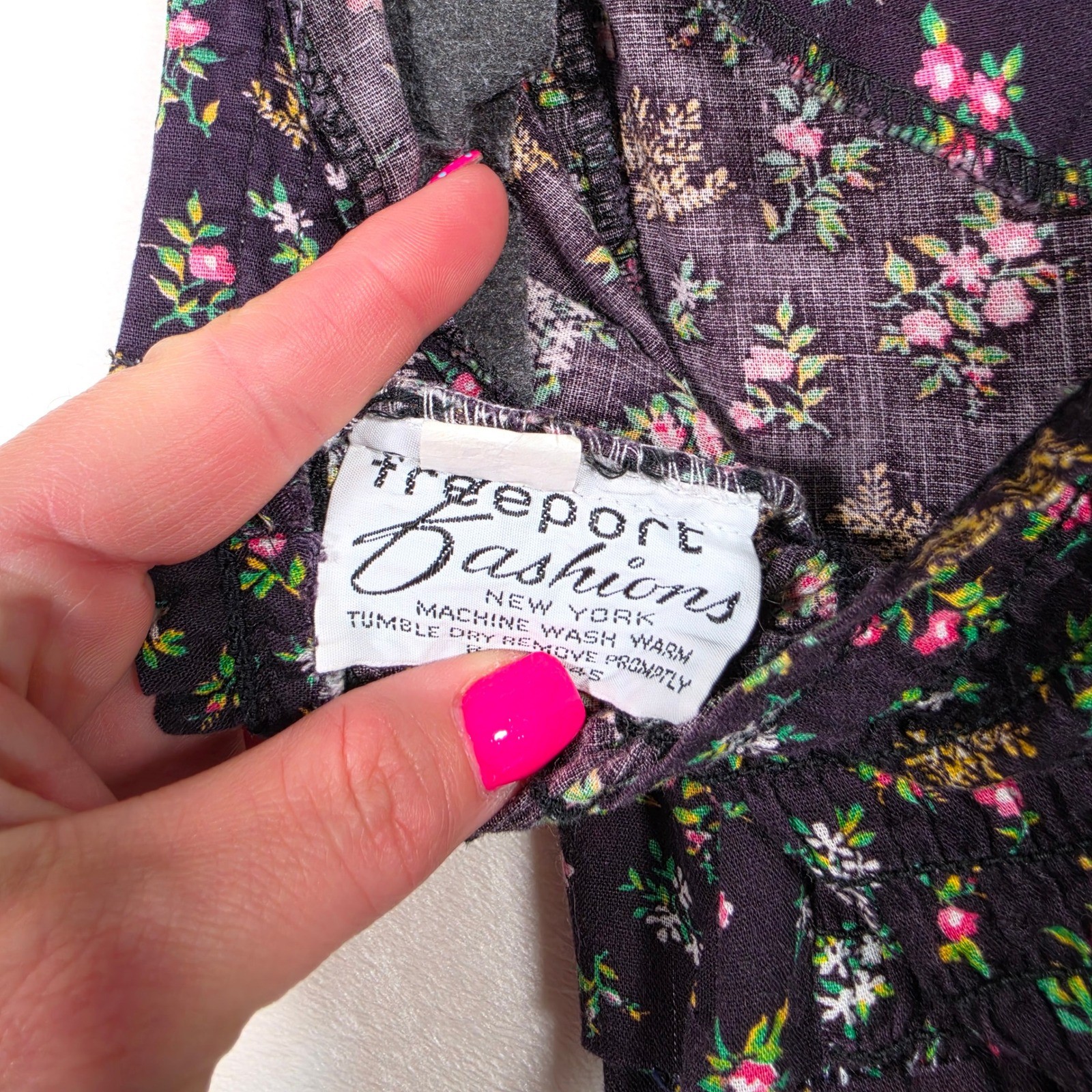 Vintage Newport Fashions Dress Women’s 5 Ditsy Floral Lace Cottagecore Prairie