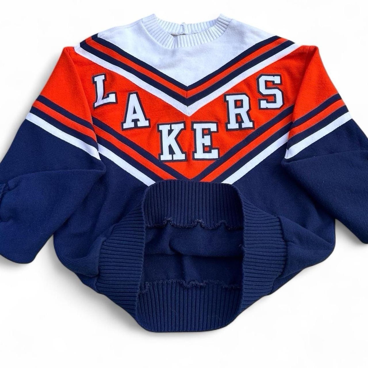 Vintage 80s Varsity Spirit Fashions Color Block Lakers Cheerleading Sweater