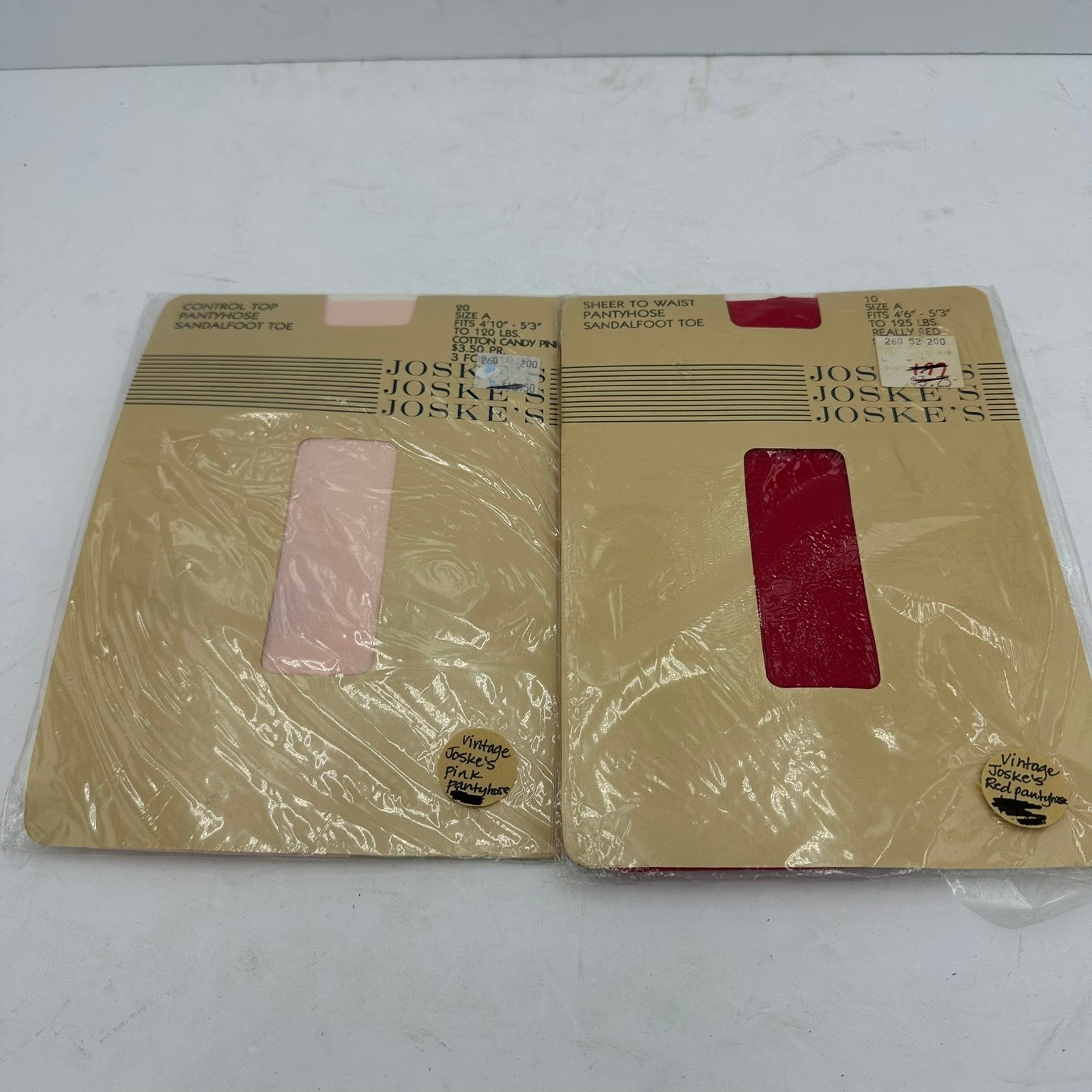 Vintage Joskes Pantyhose Set of Pink Red Size A Dead Stock Hosiery Coquette